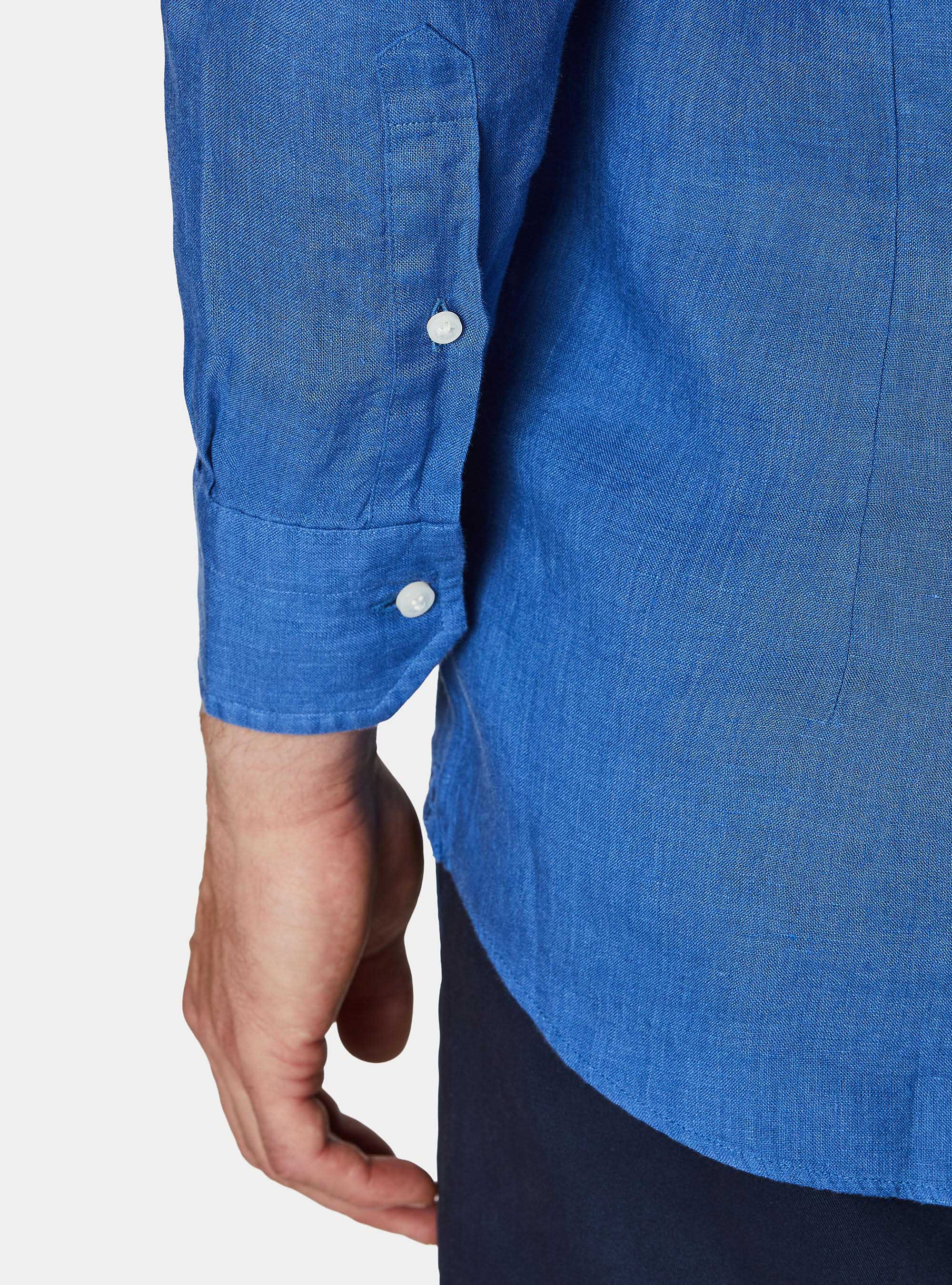 Camisa de lino puro, AZUL MEDIO