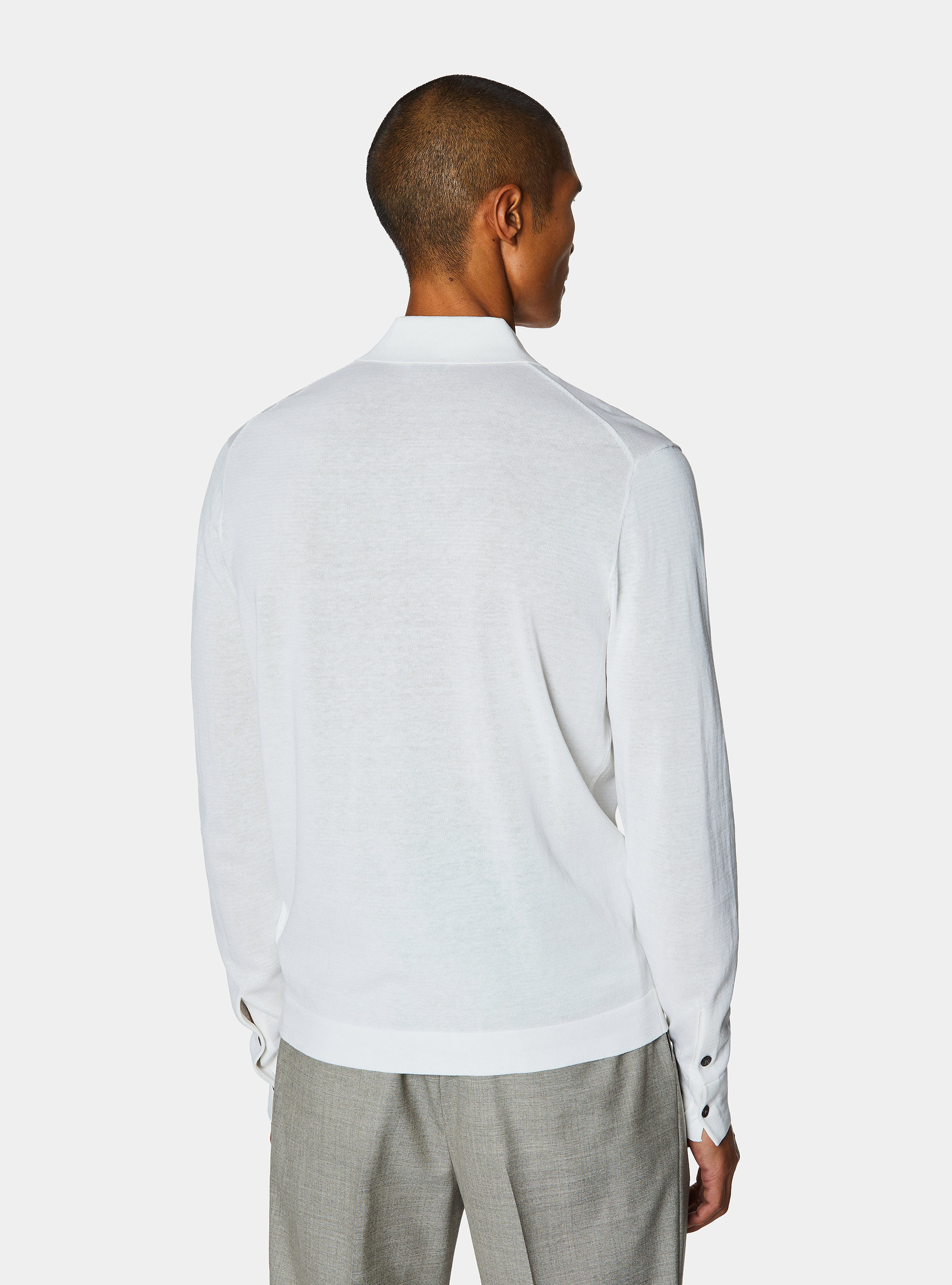 Polohemd aus Baumwolle und Seide, BIANCO 0099C