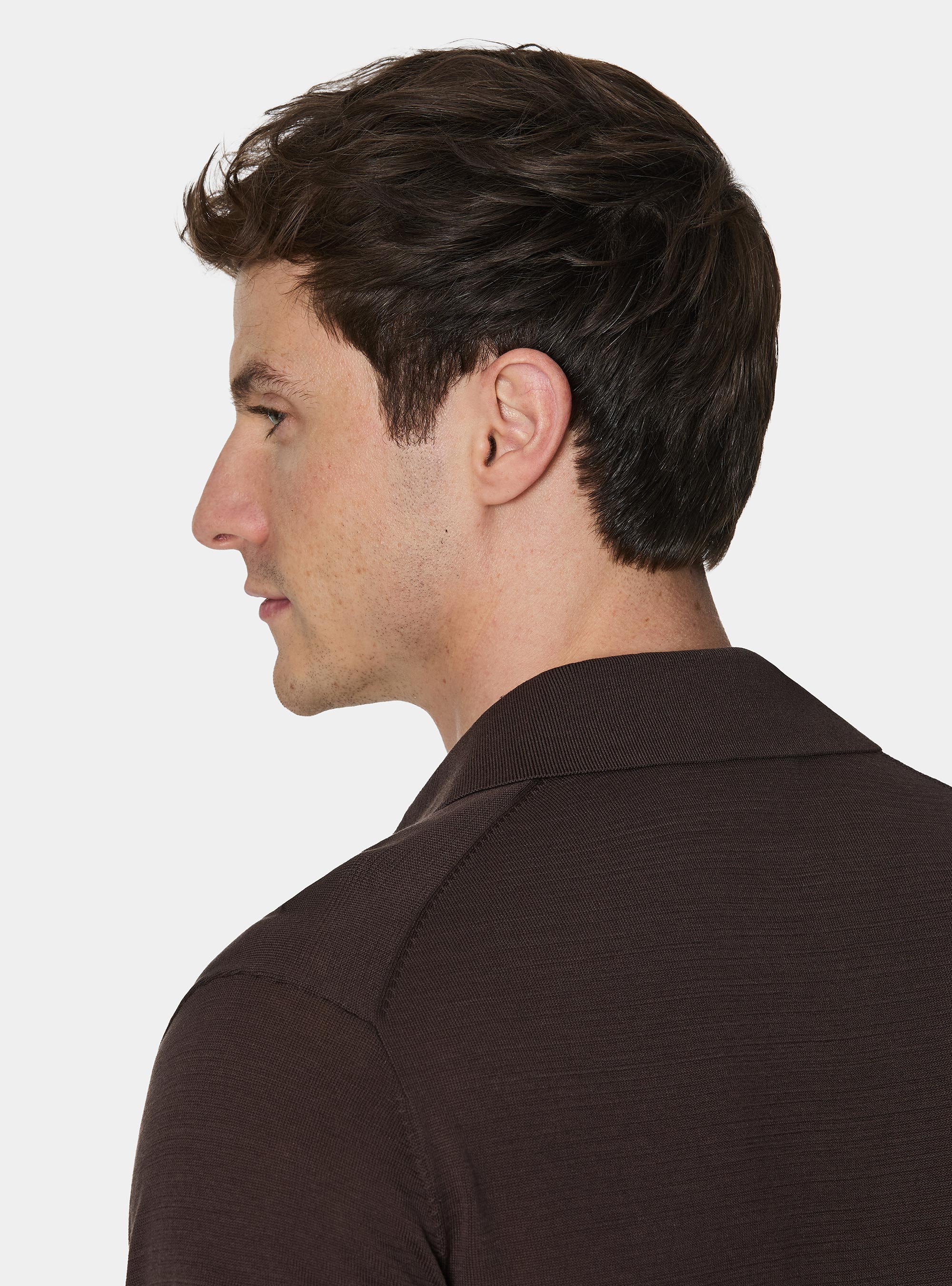 Polo de algod&oacute;n y seda, MARRON