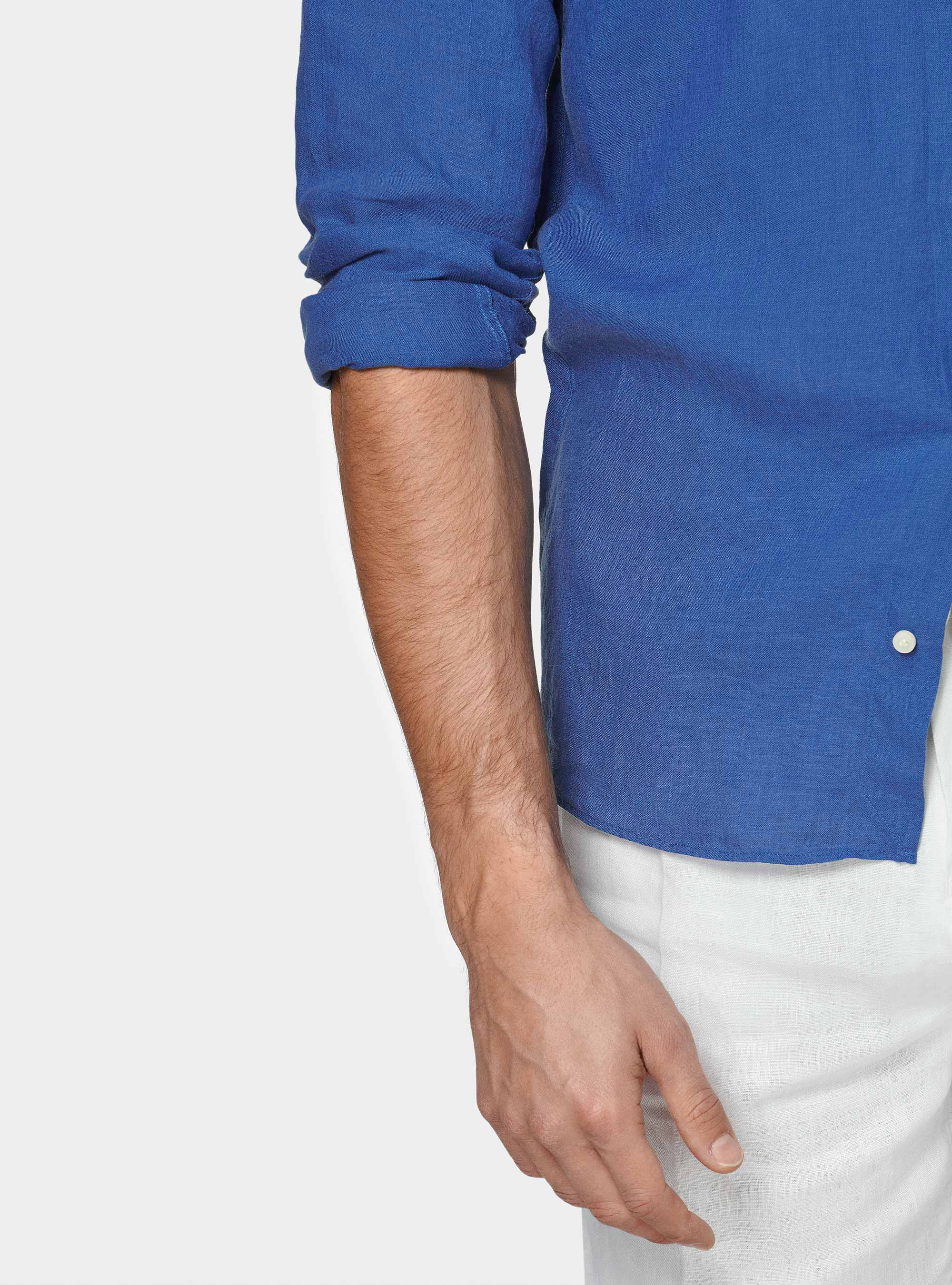 Camicia in puro lino, BLU