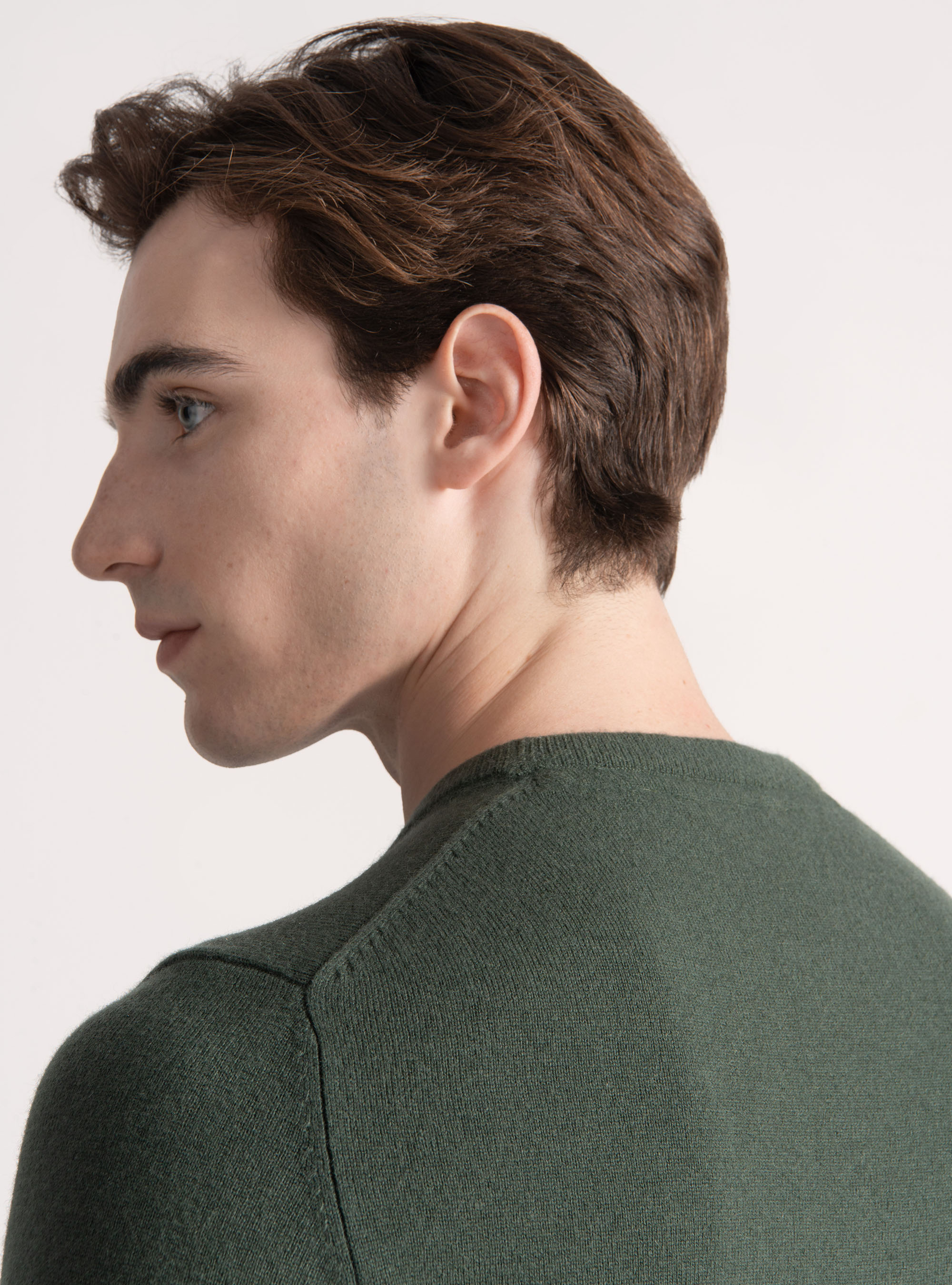 Maglia girocollo in lana lambswool e cashmere, MILITARE 0609C