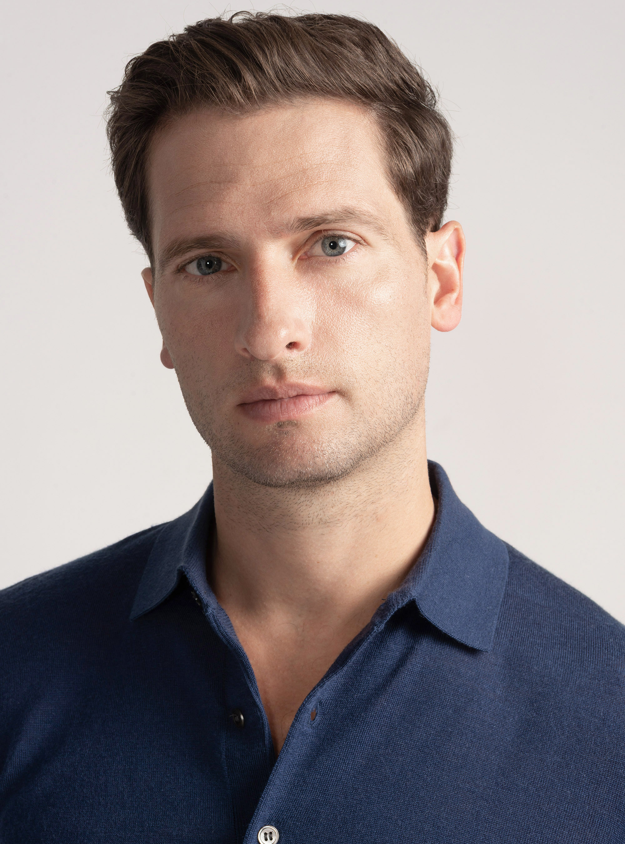 Extra-fine merino wool polo shirt, INK