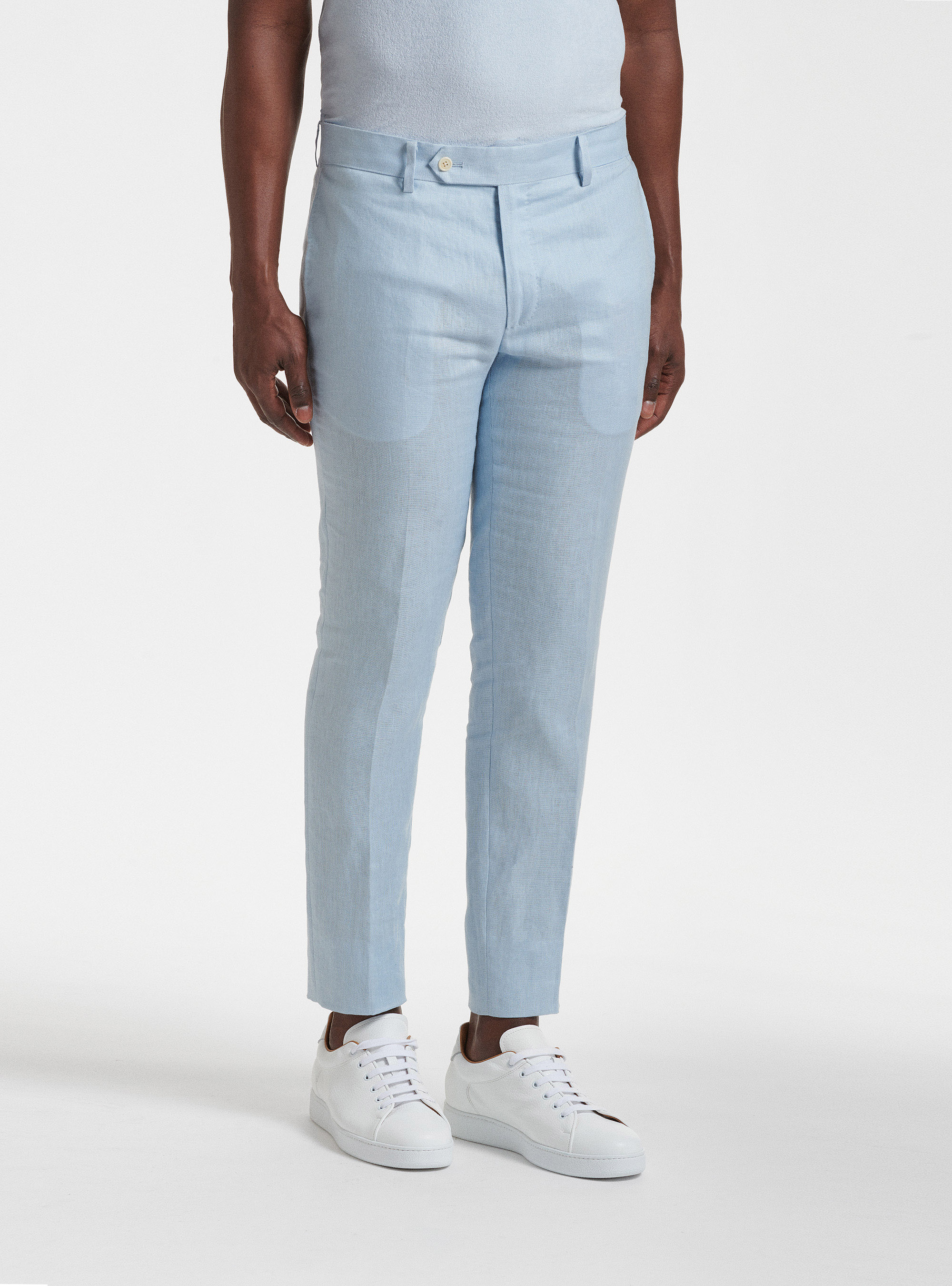 Pure linen suit trousers, LIGHT BLUE