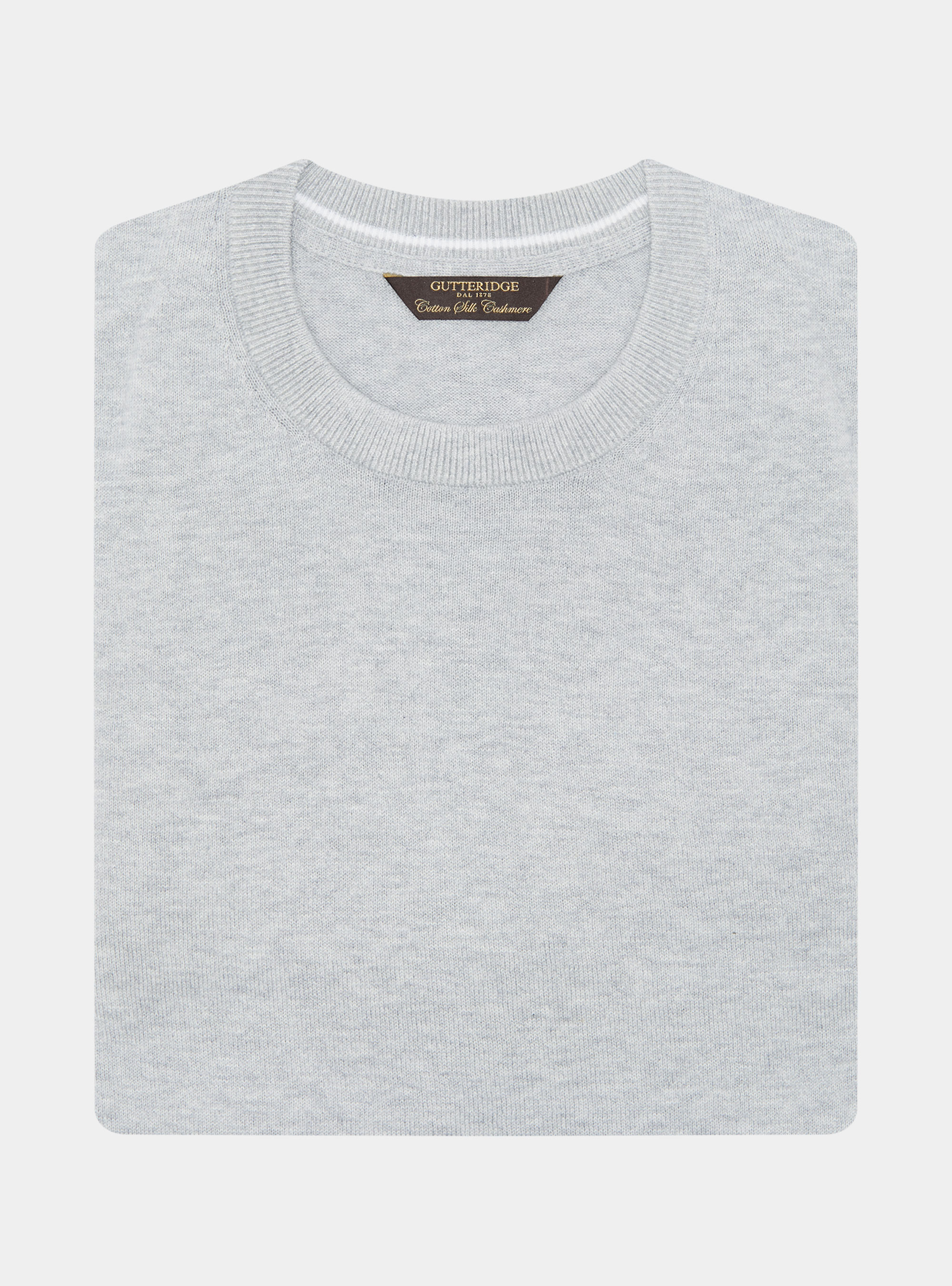 Crew-neck sweater in cotton silk and cashmere, GRIGIO MELANGE 0151C