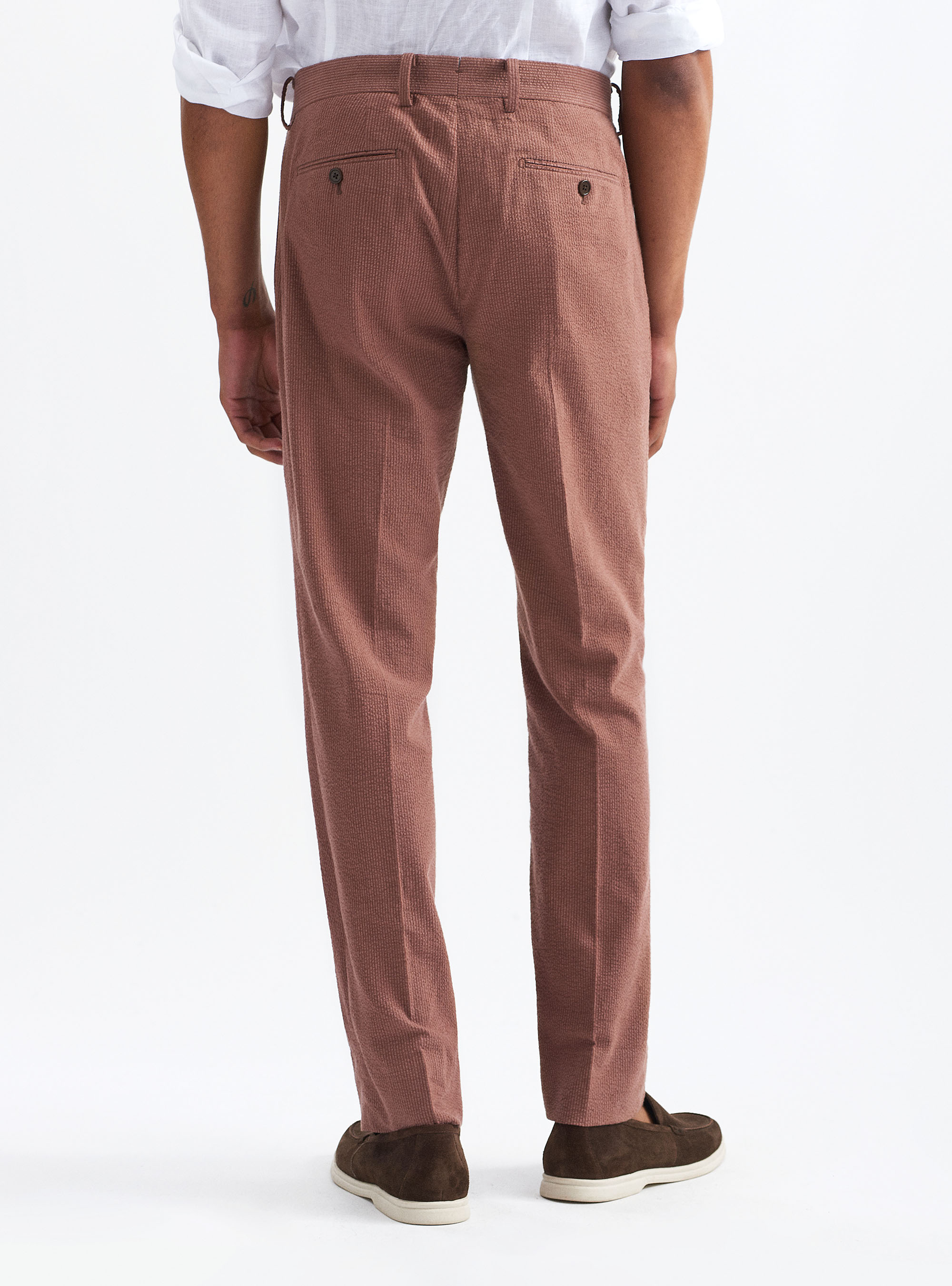 Seersuckerhose aus Stretch-Baumwolle, TABACCO 0533C