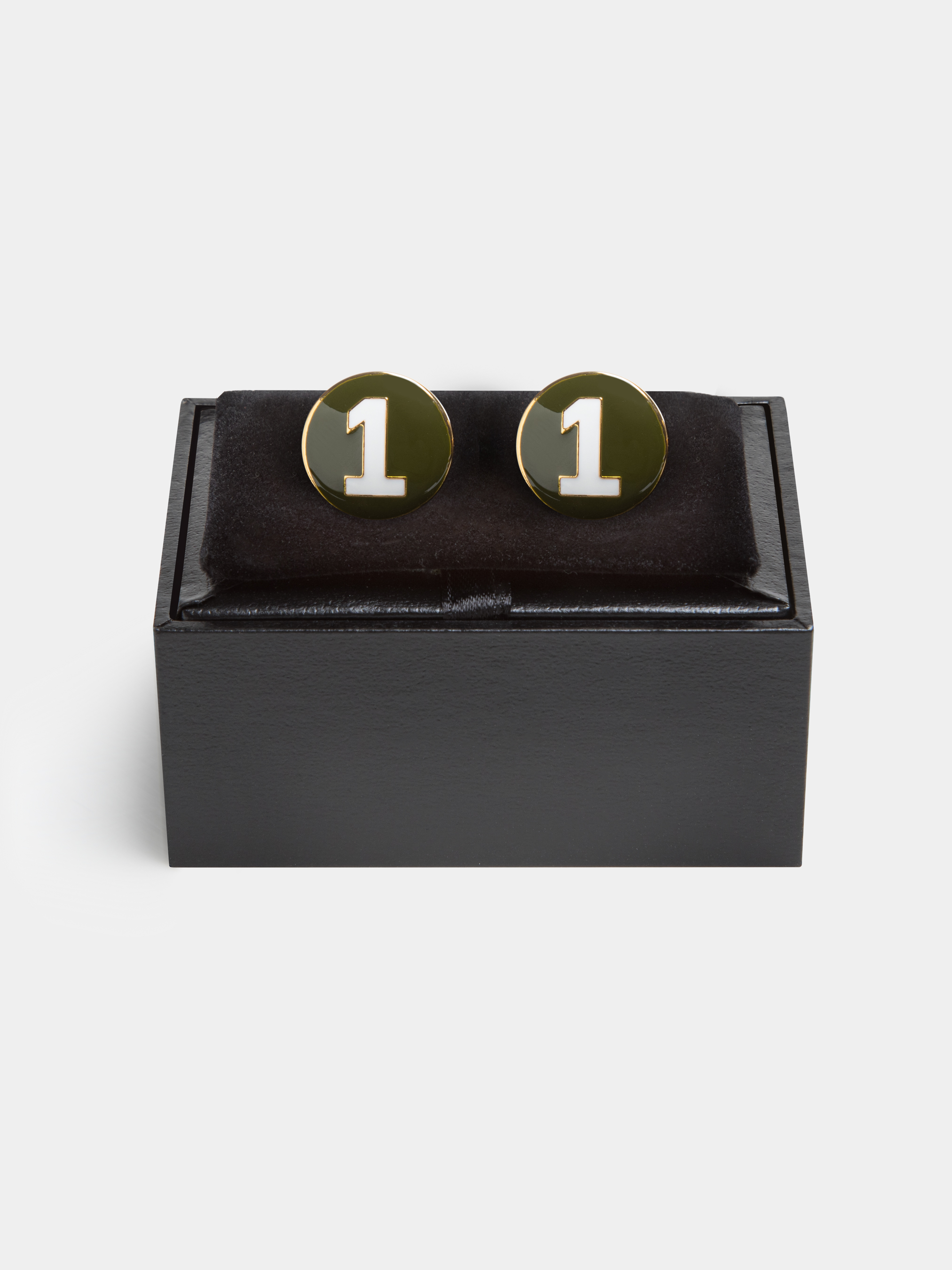 Cufflinks with 1, OLIVE