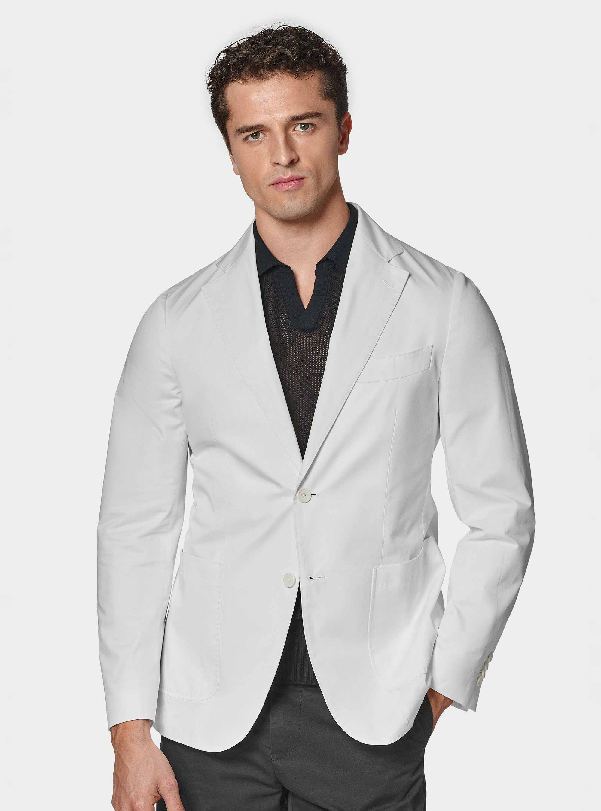 Giacca in cotone popeline, BIANCO