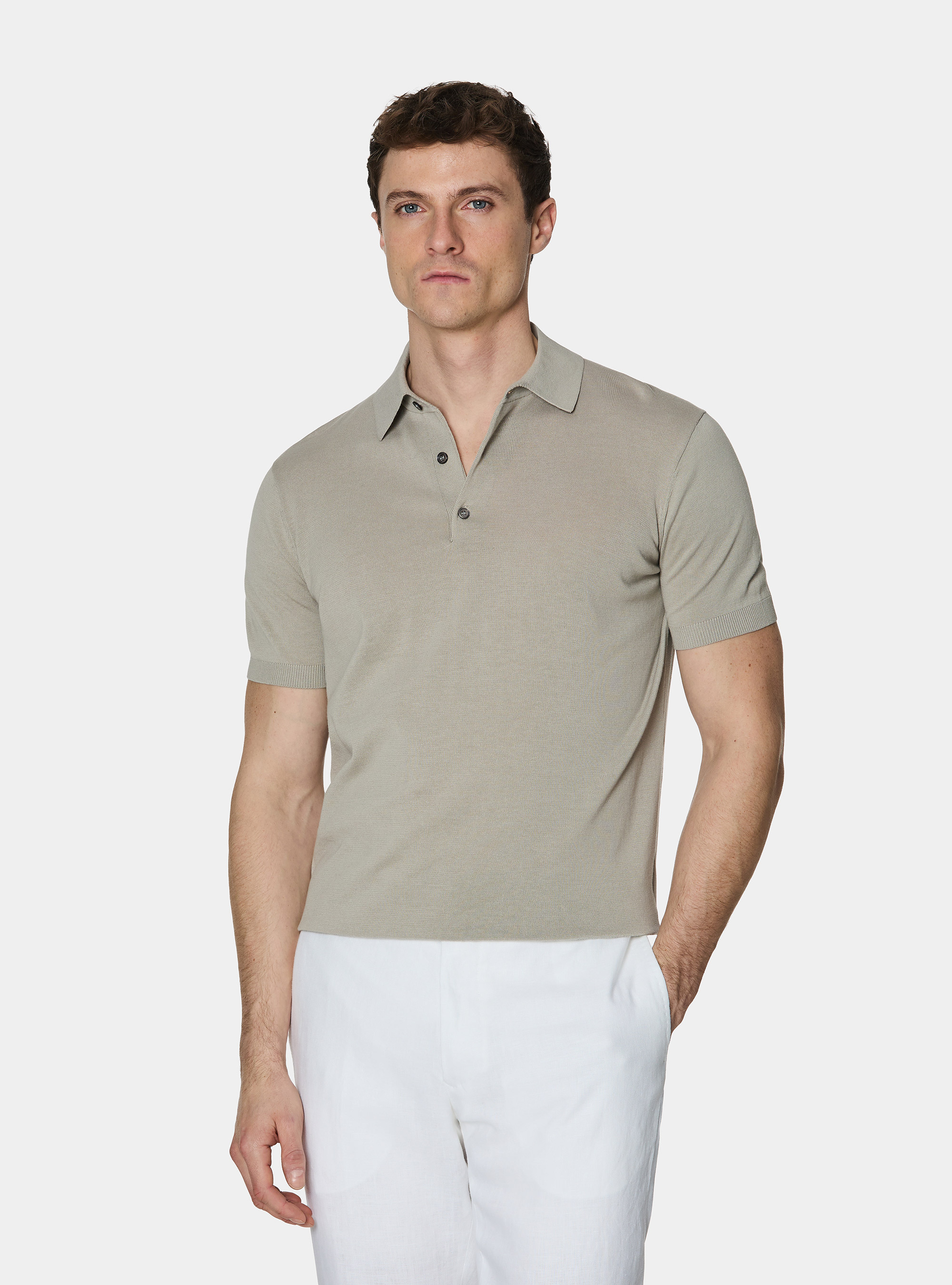 Poloshirt aus extrafeinem Baumwollstrick, SABBIA 0561C