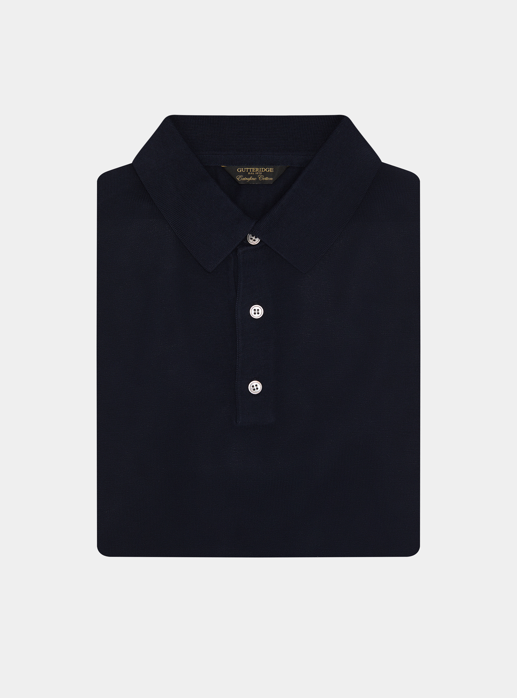 Polo en tricot de coton extra-fin, BLEU MARINE