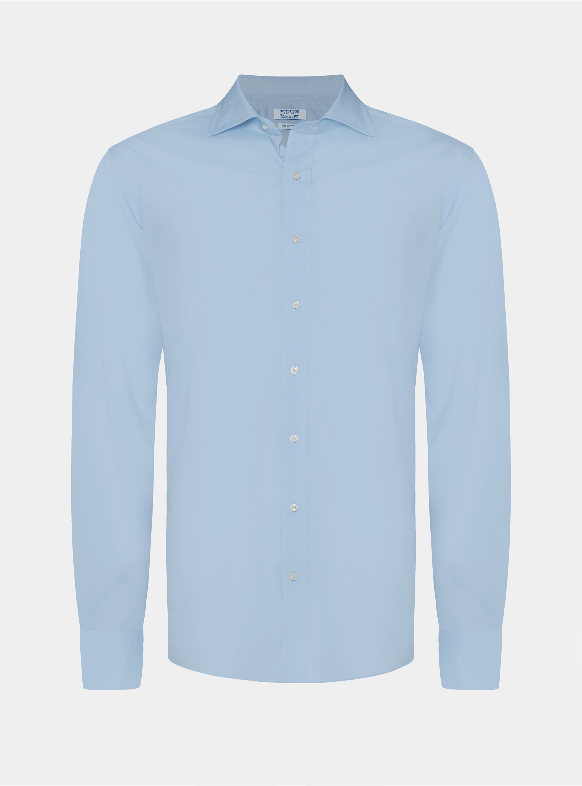 Custom-fit cotton poplin shirt, LIGHT BLUE