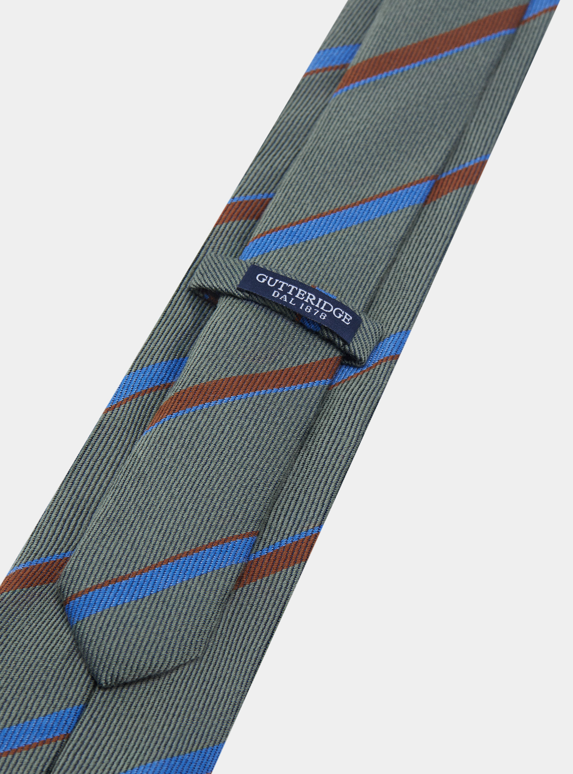 Cravatta rigata in twill di lana e seta, VERDE