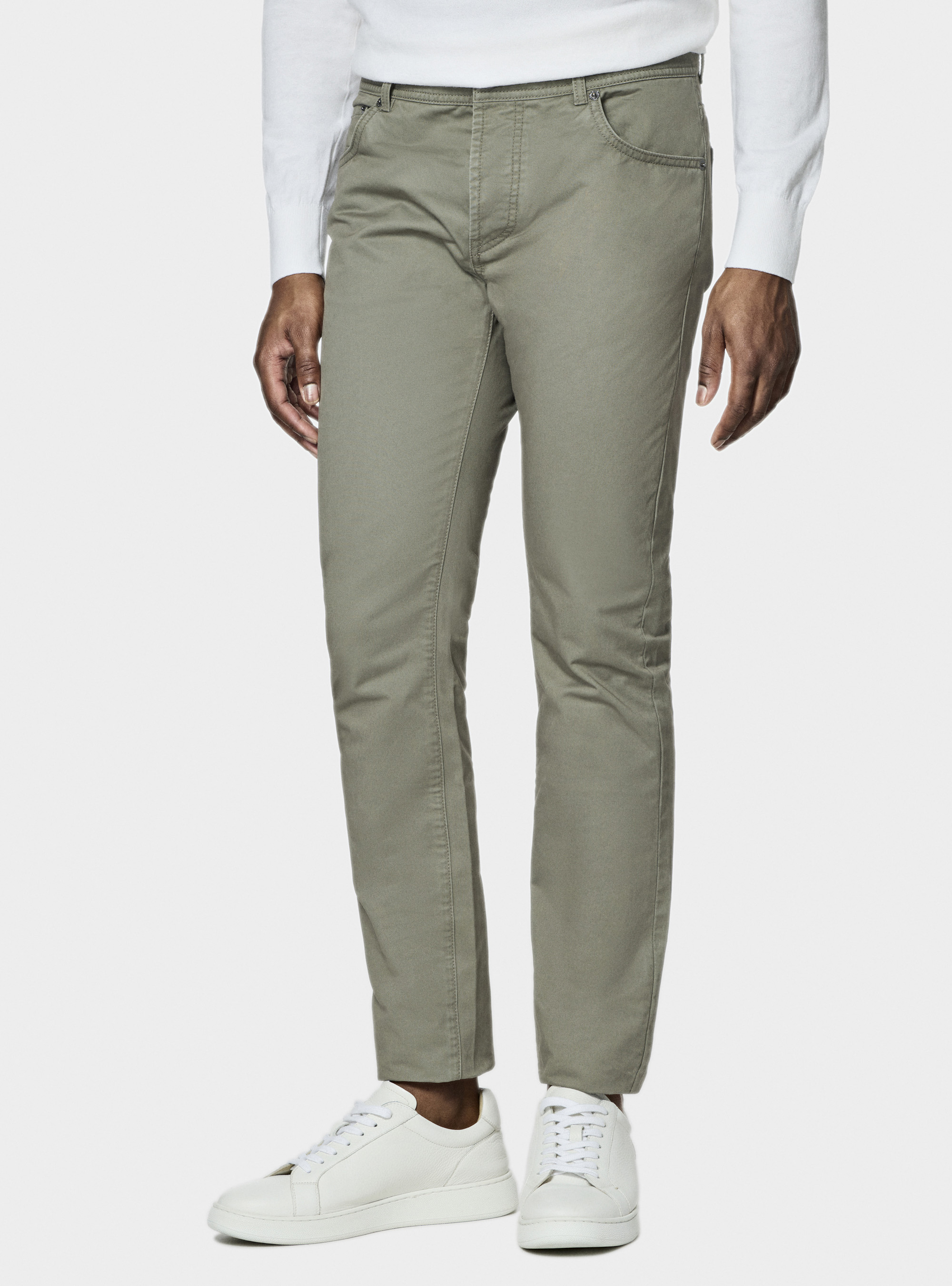 Cotton twill 5-pocket trousers, SALVIA 0602C