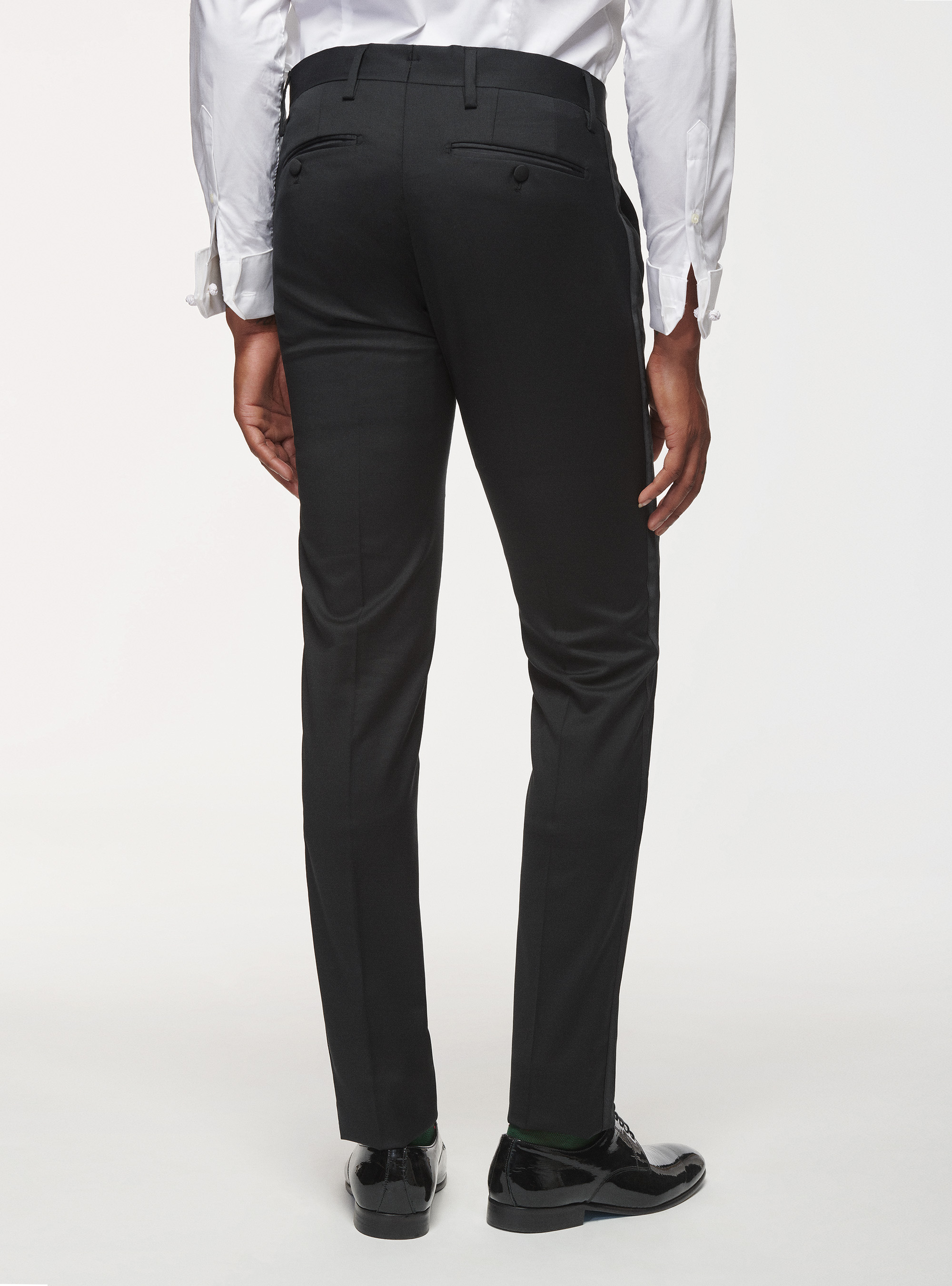 Pantalon smoking en pure laine, NOIR
