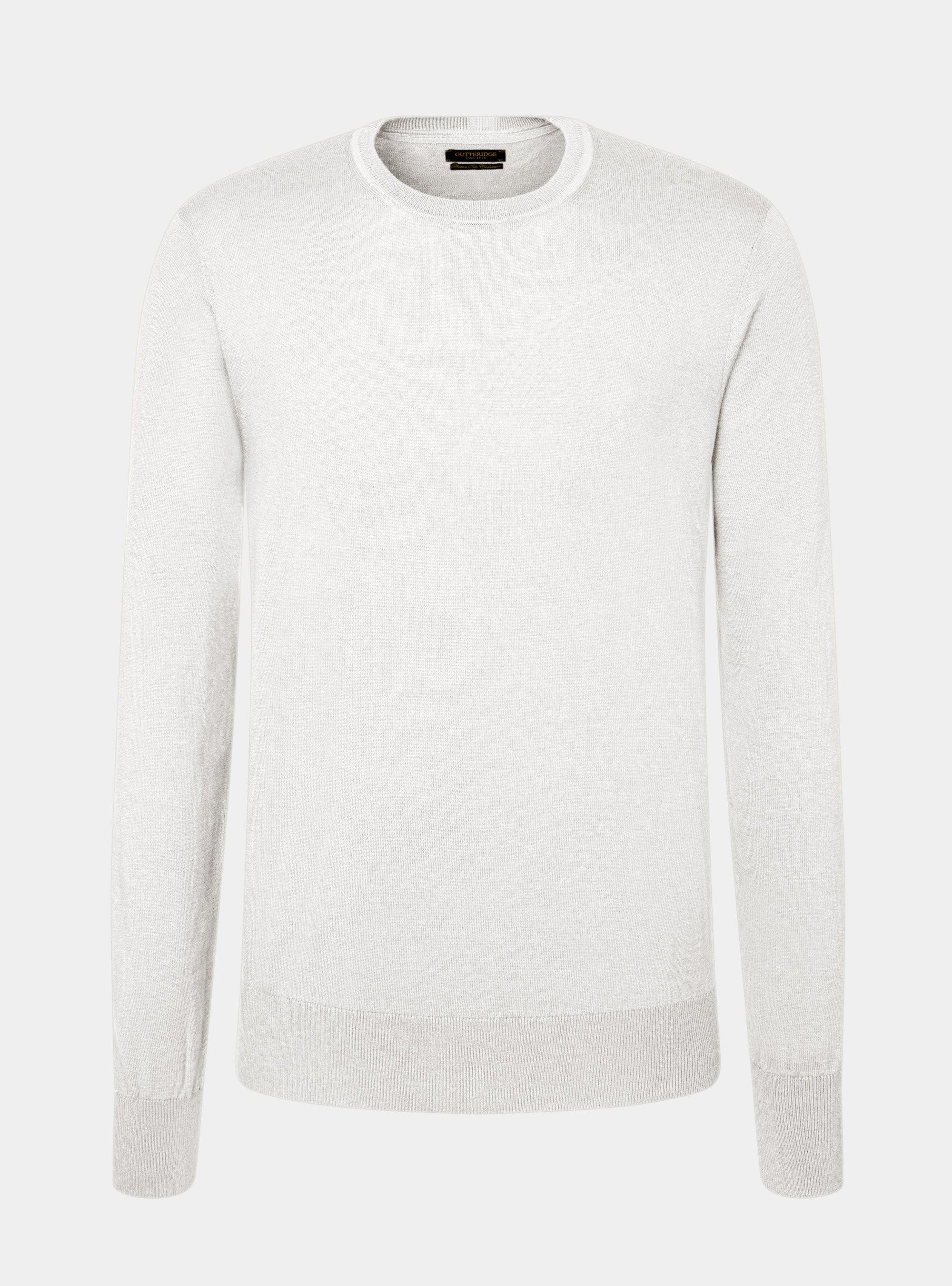 Punto de seda y algod&oacute;n con cuello redondo, BLANCO