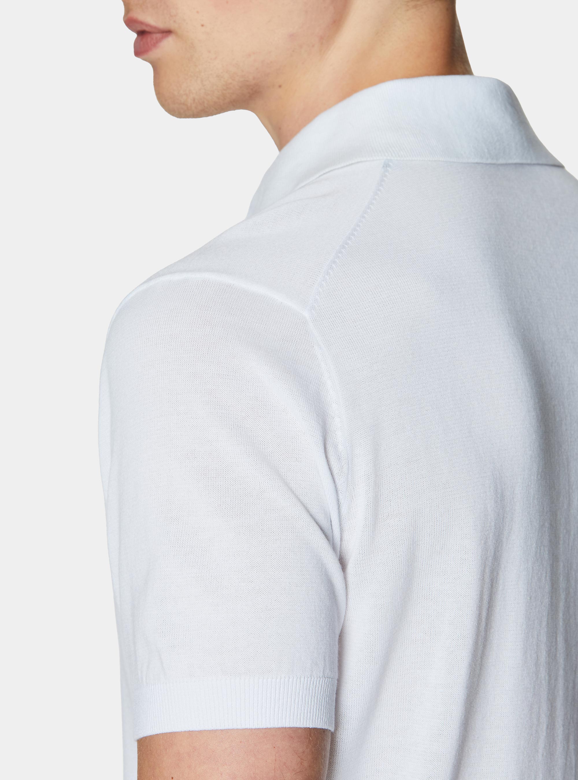Polo de punto de algod&oacute;n extrafino, BLANCO