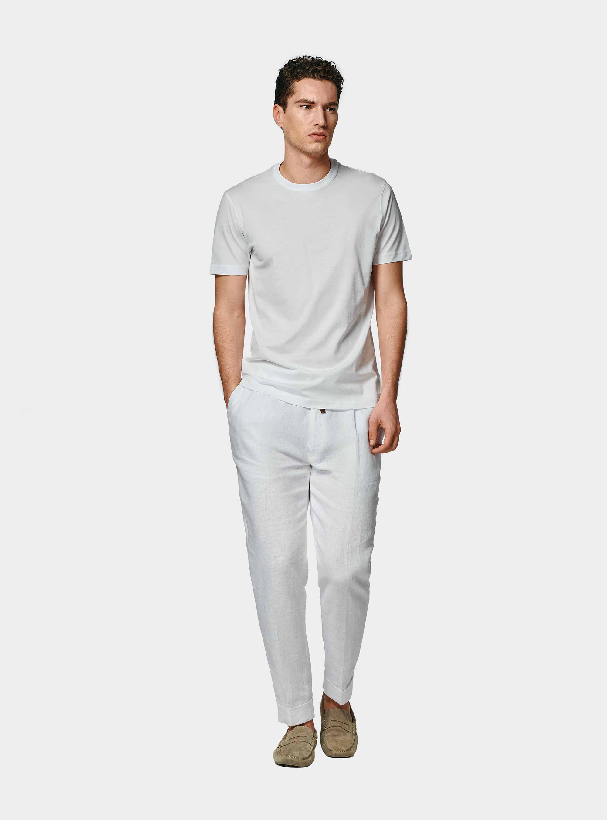 T-shirt &agrave; demi-manches en coton Supima, BLANC