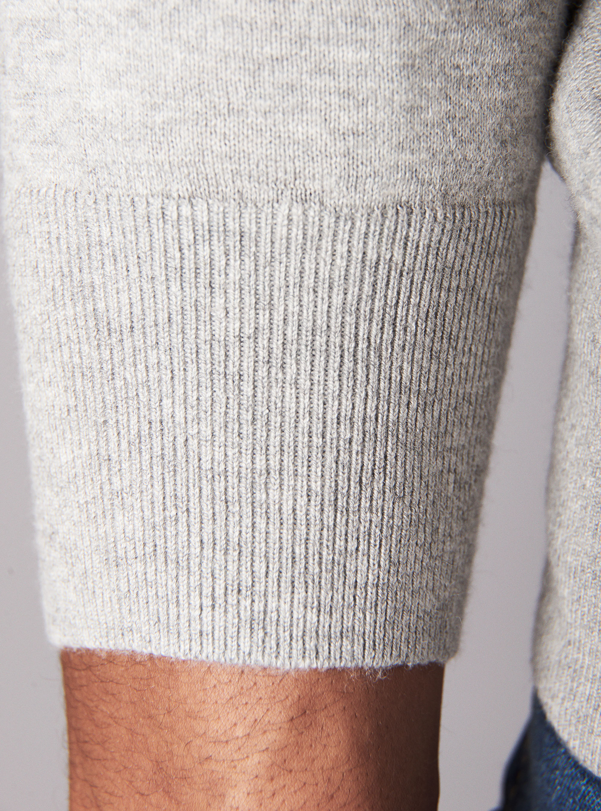 Maglia girocollo basica in cotone seta e cashmere, GRIGIO CHIARO MELANGE