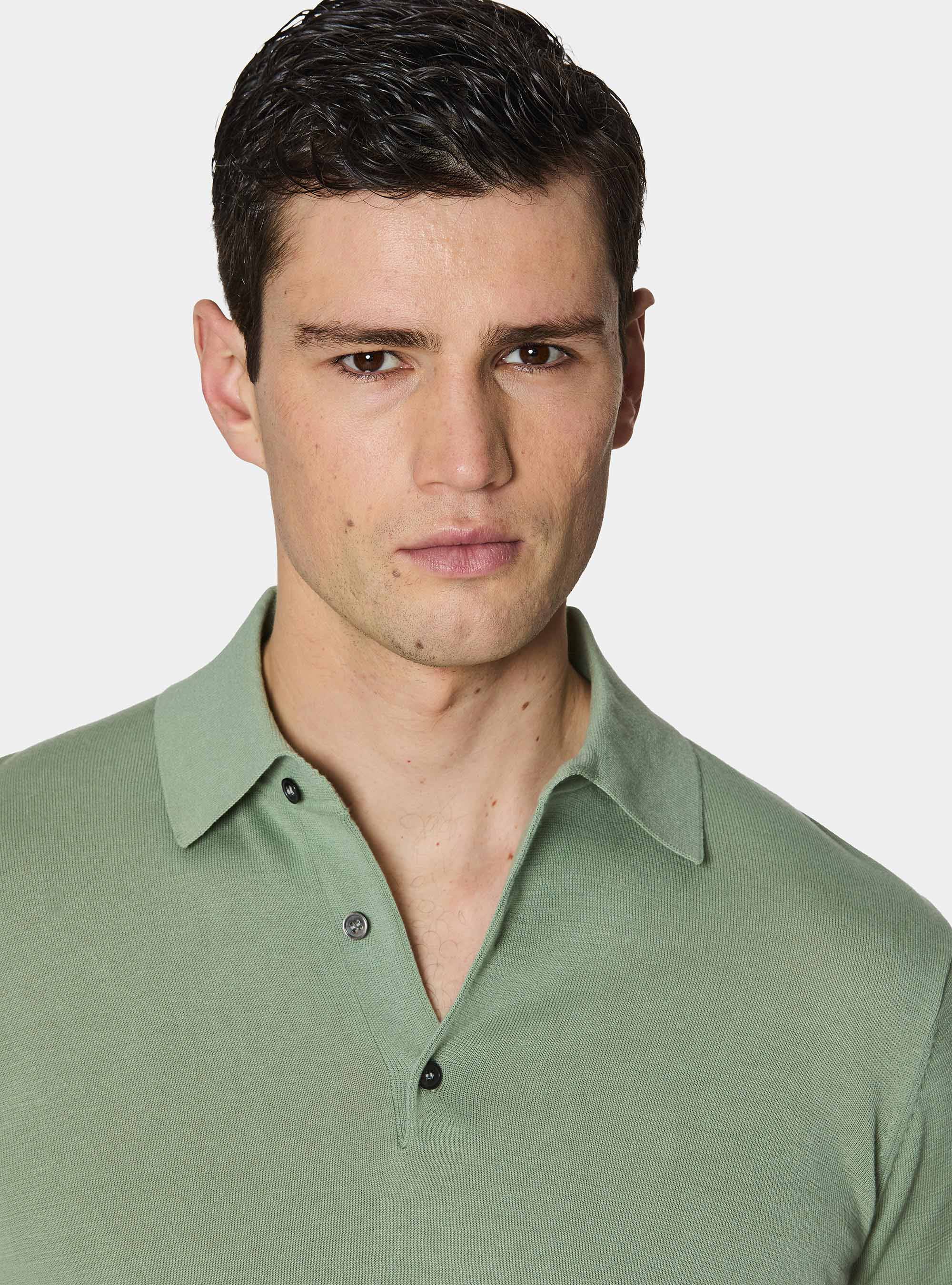 Poloshirt aus extrafeinem Baumwollstrick, SALVIA 0602C