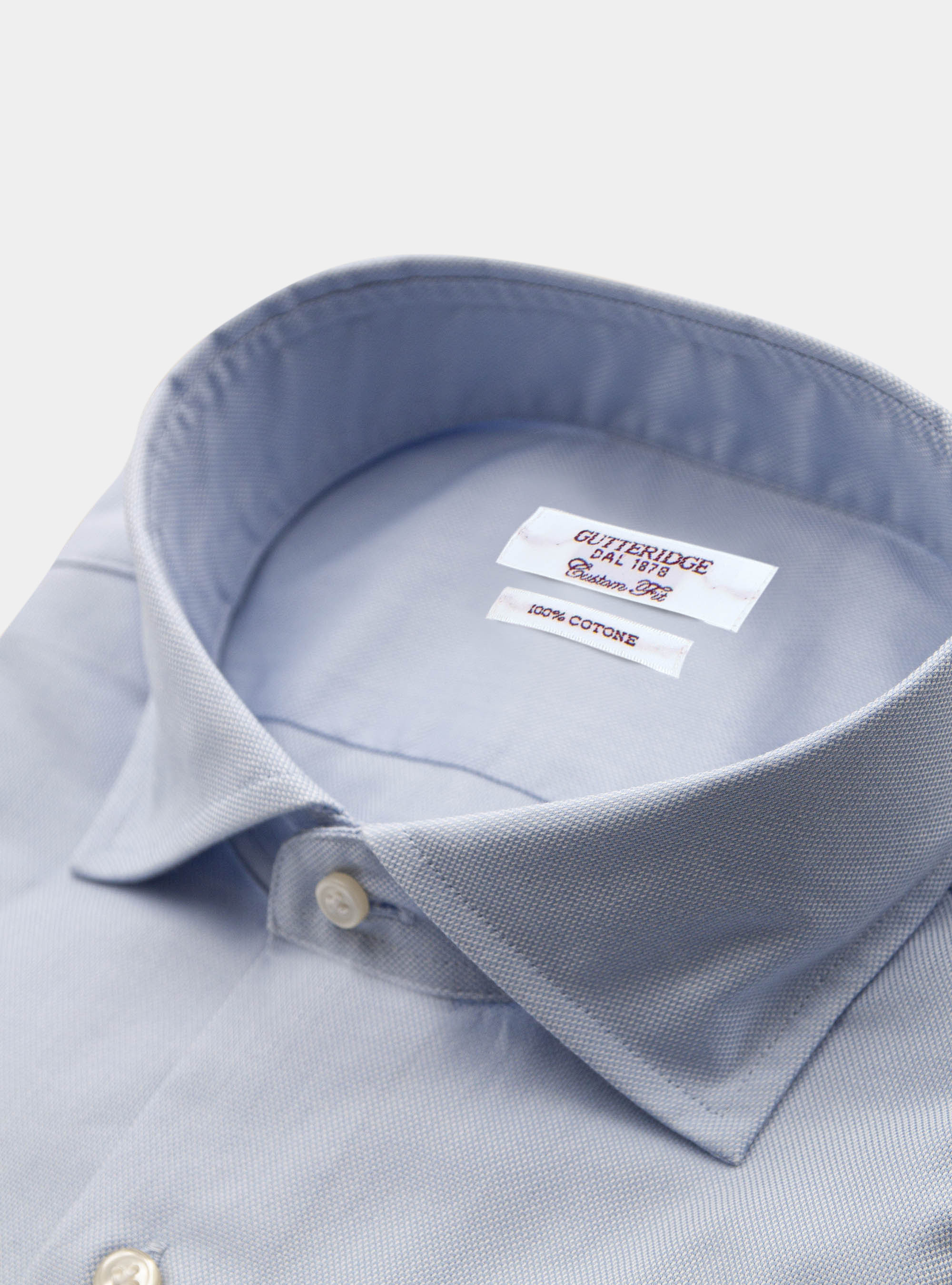 Camicia custom in cotone armaturato, AZZURRO