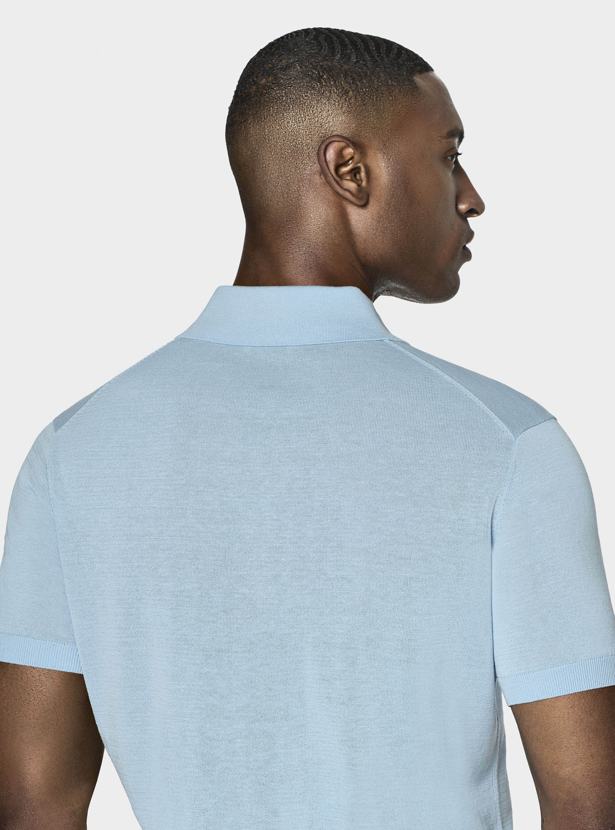 Poloshirt aus Baumwolle und Seide, AZZURRO 0276C