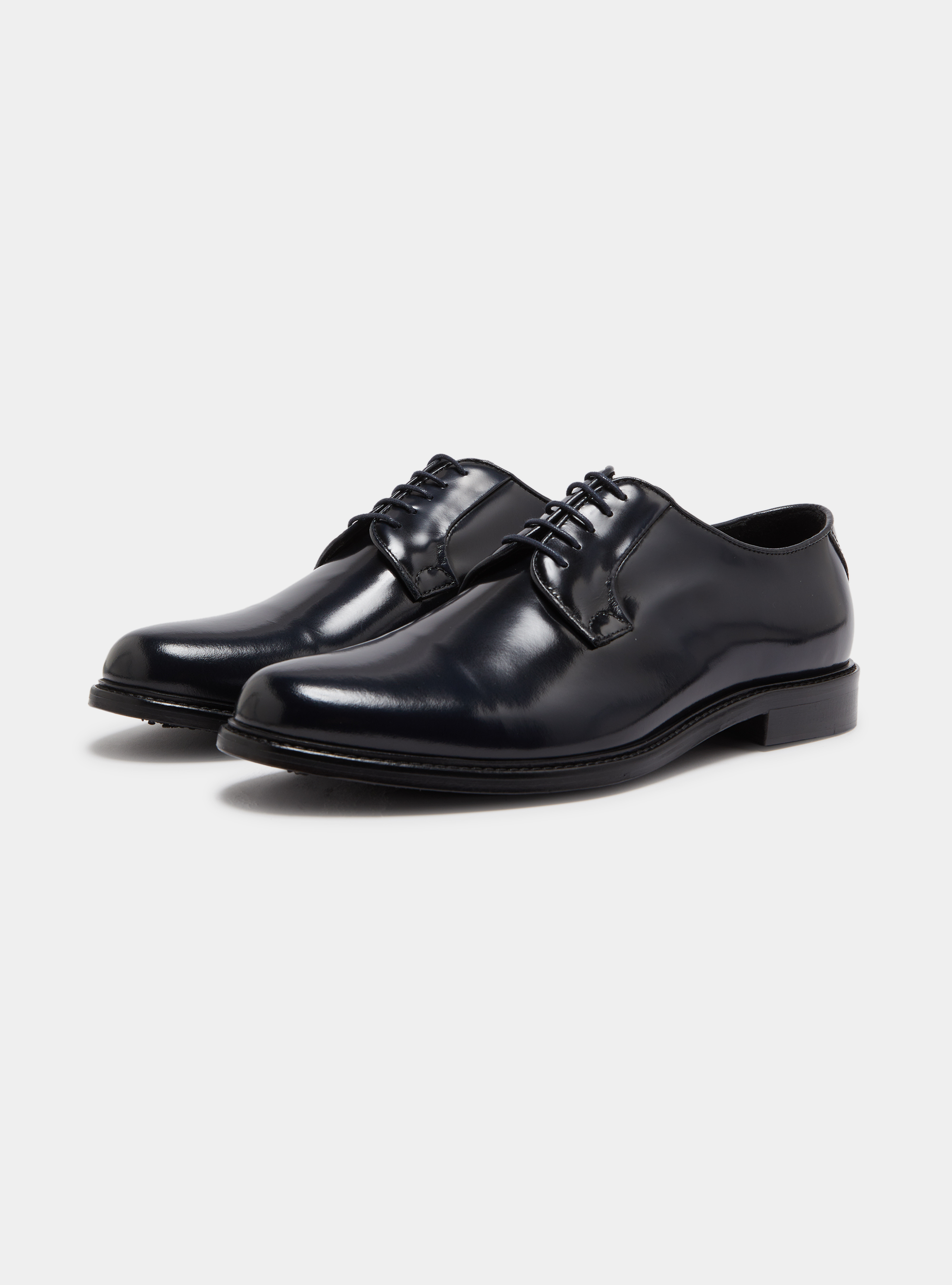 Abrasivated leather derby, NAVY BLUE