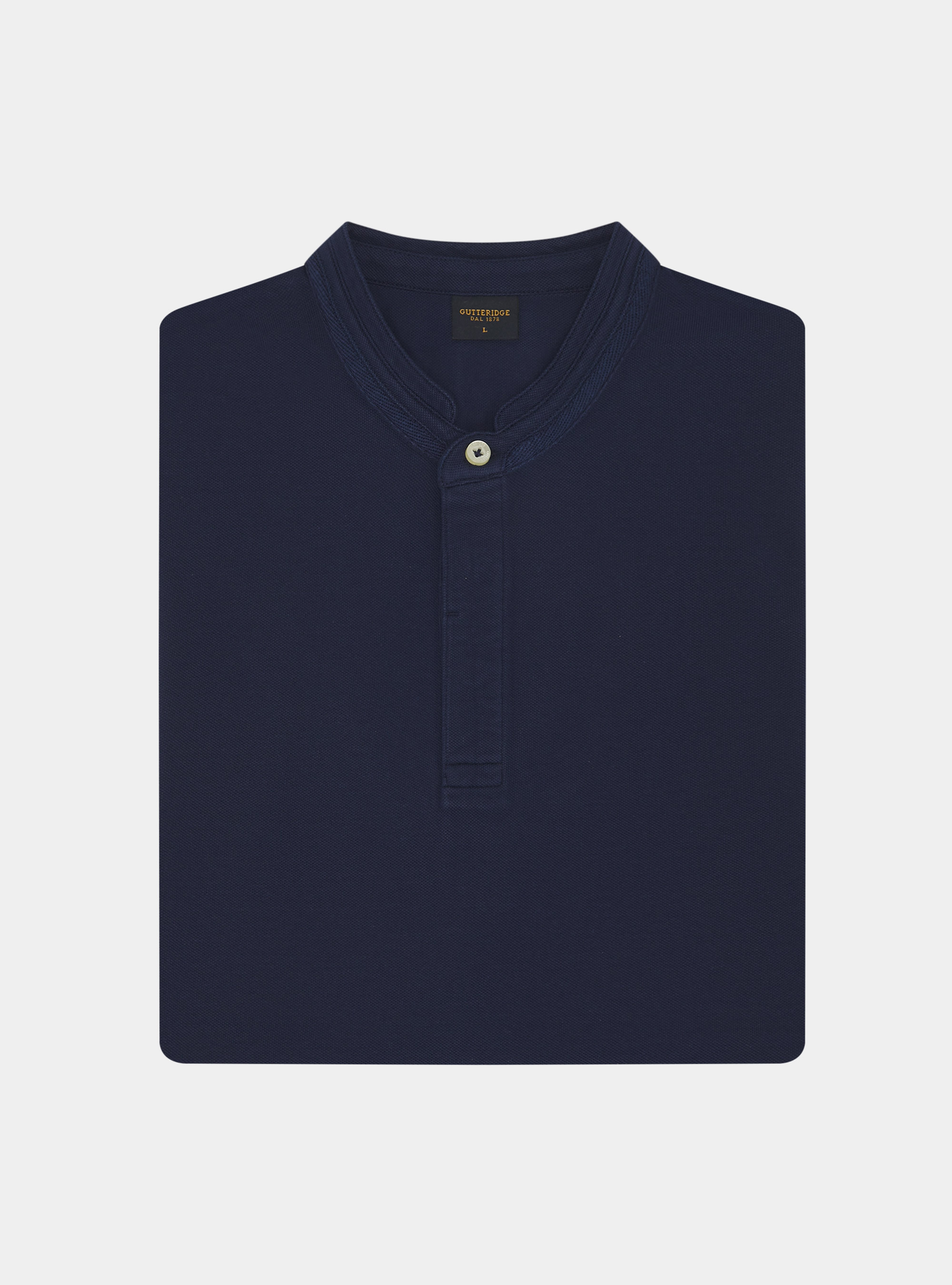 Polo coreano de piqu&eacute;, AZUL MEDIO