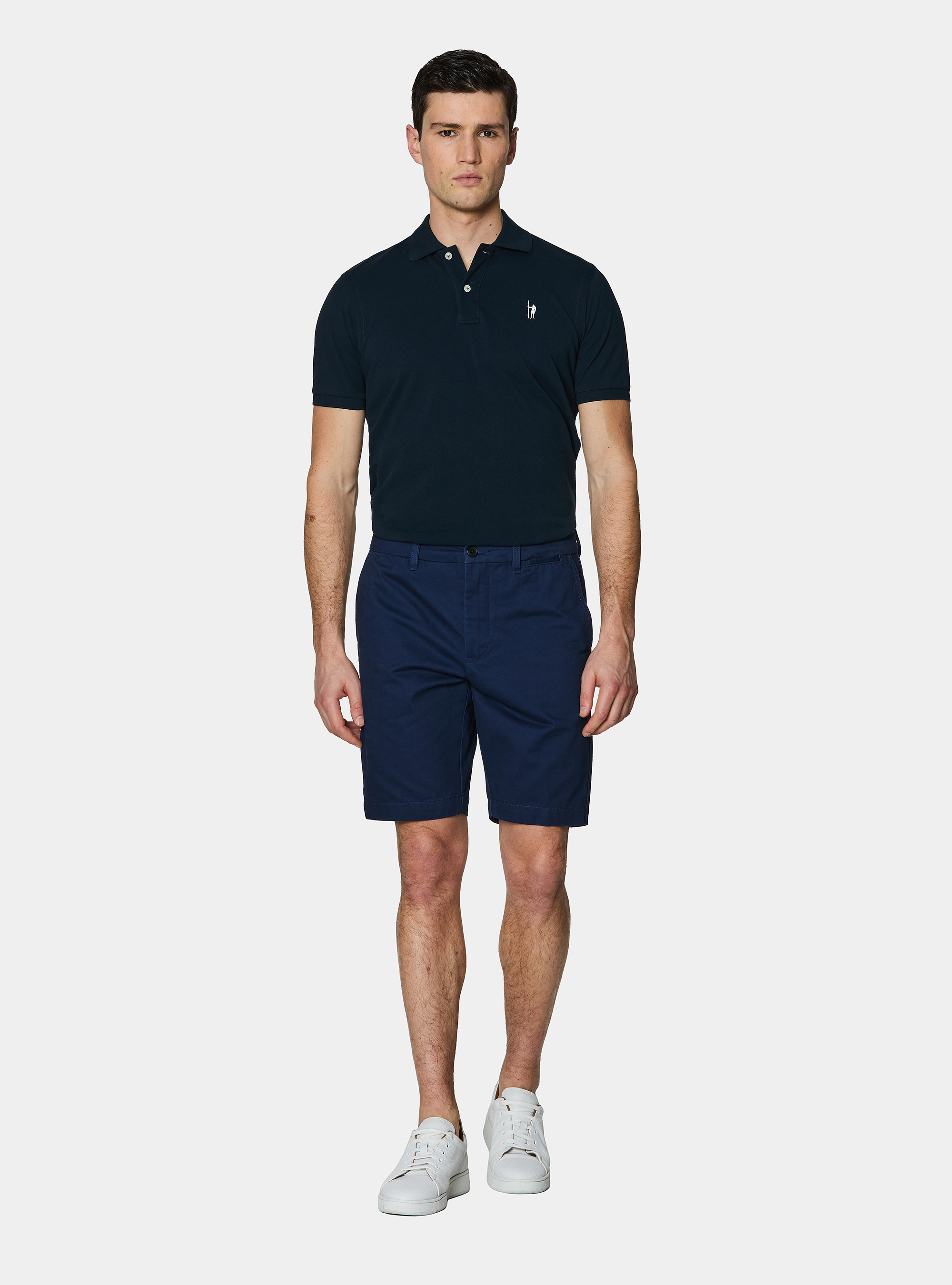 Cotton twill chino Bermuda shorts, BLUE