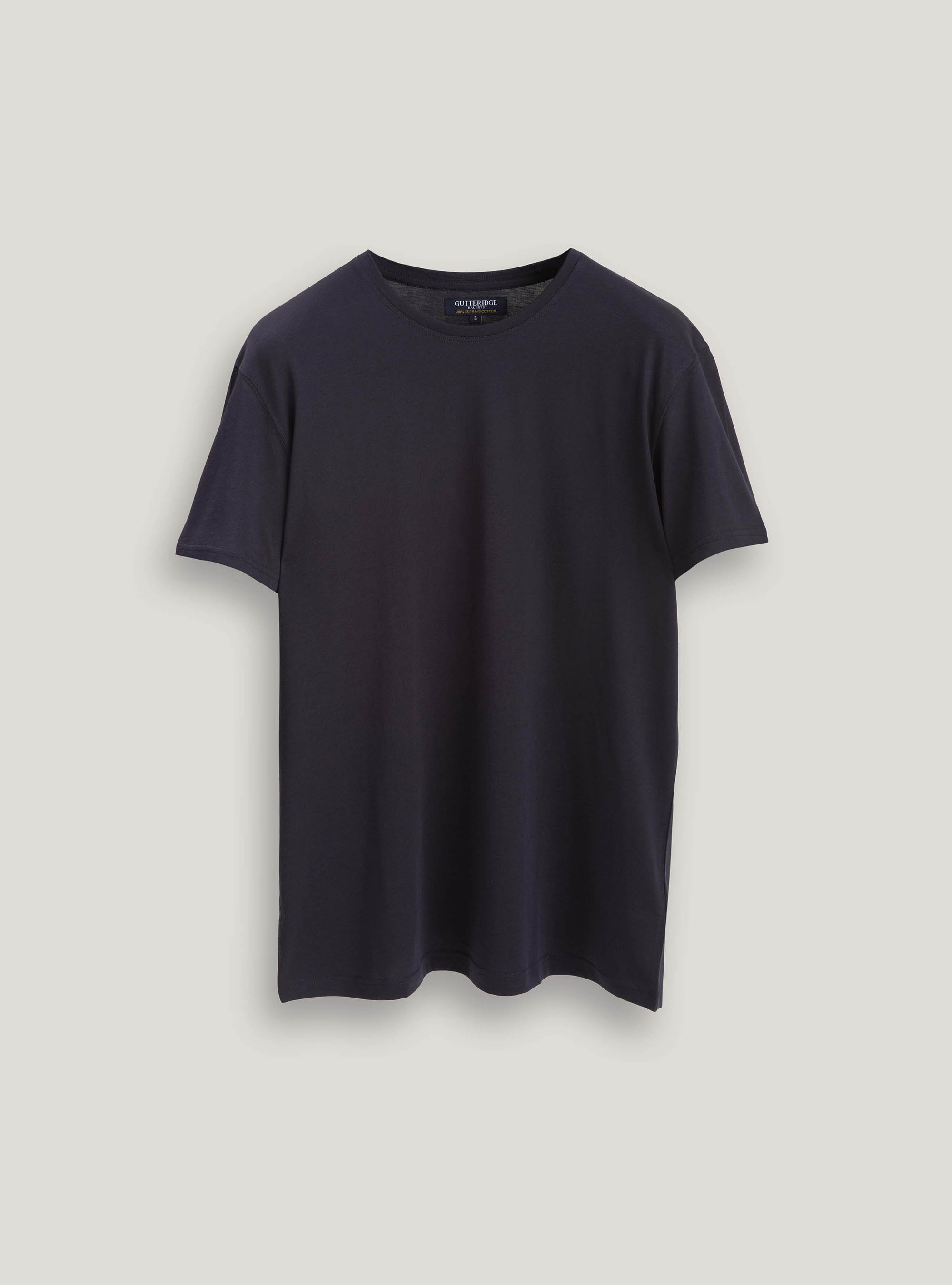 Tshirt mezza manica in jersey di cotone supima, BLU NAVY