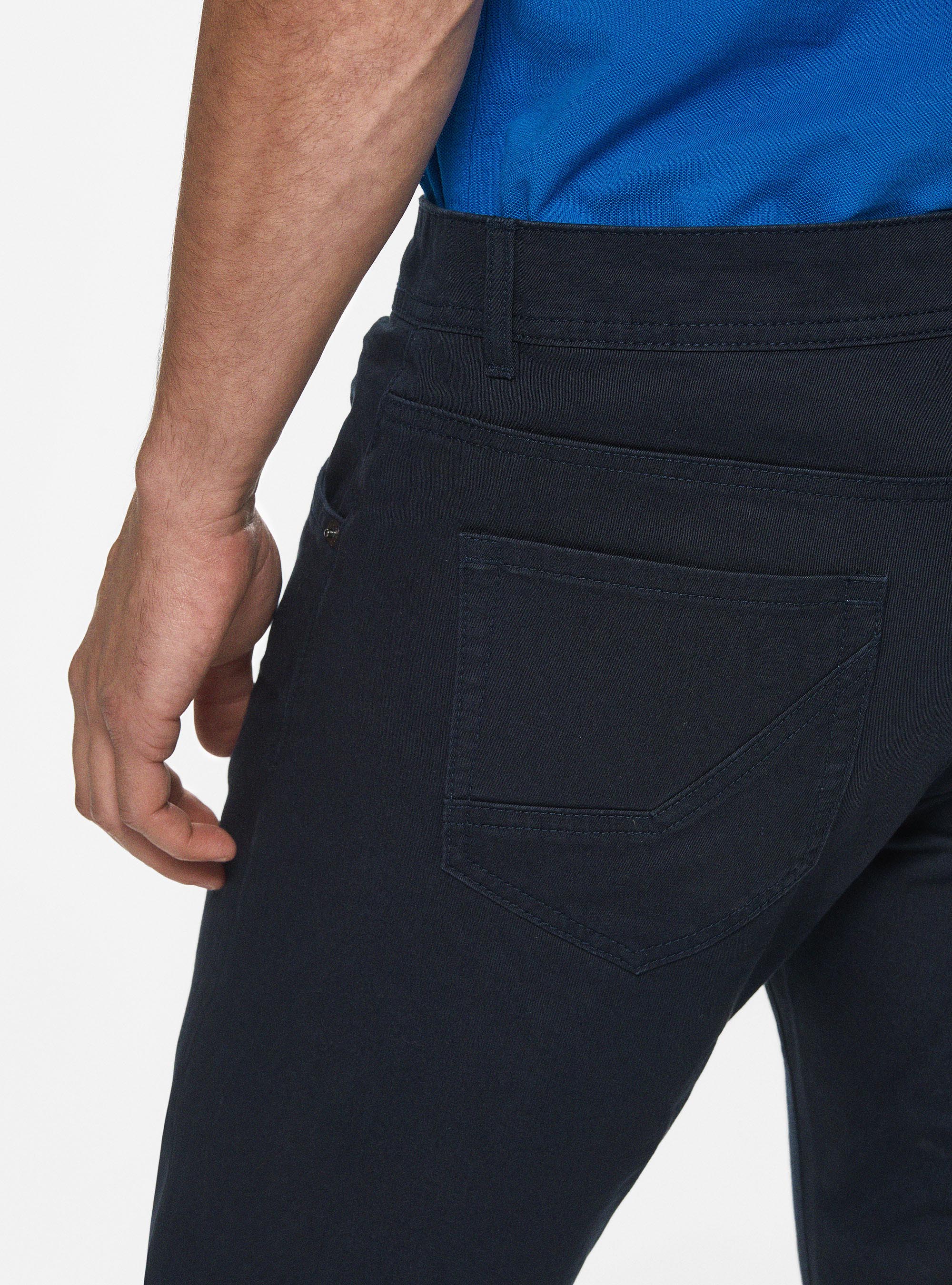 5-pocket trousers in cotton twill, NAVY BLUE