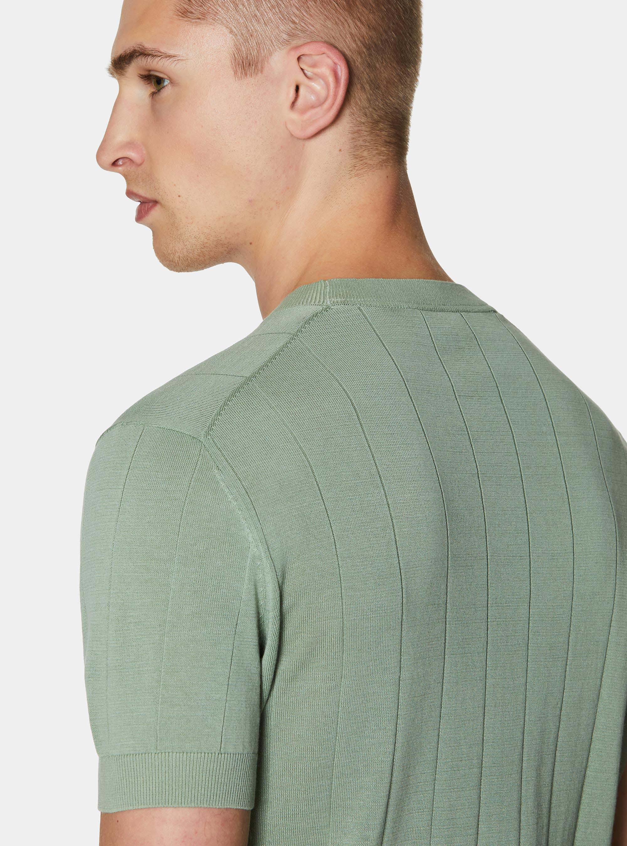 Pure cotton flat-ribbed sweater, SALVIA 0602C