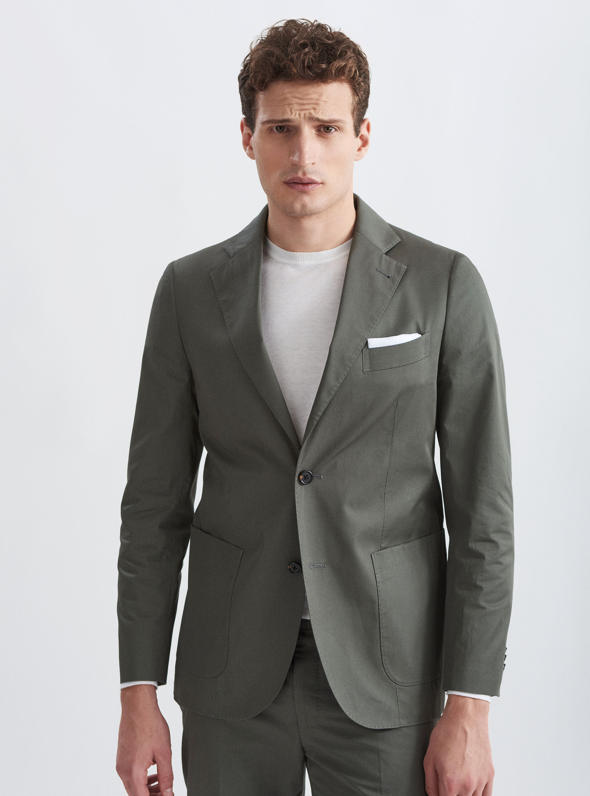 Americana de traje de algod&oacute;n puro, VERDE