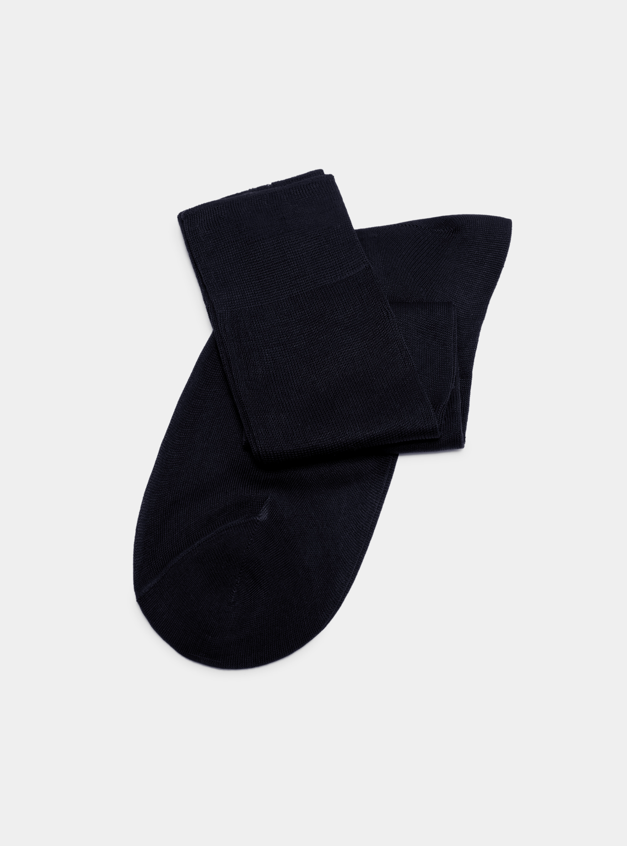 Long socks made of Scottish yarn, NAVY BLUE