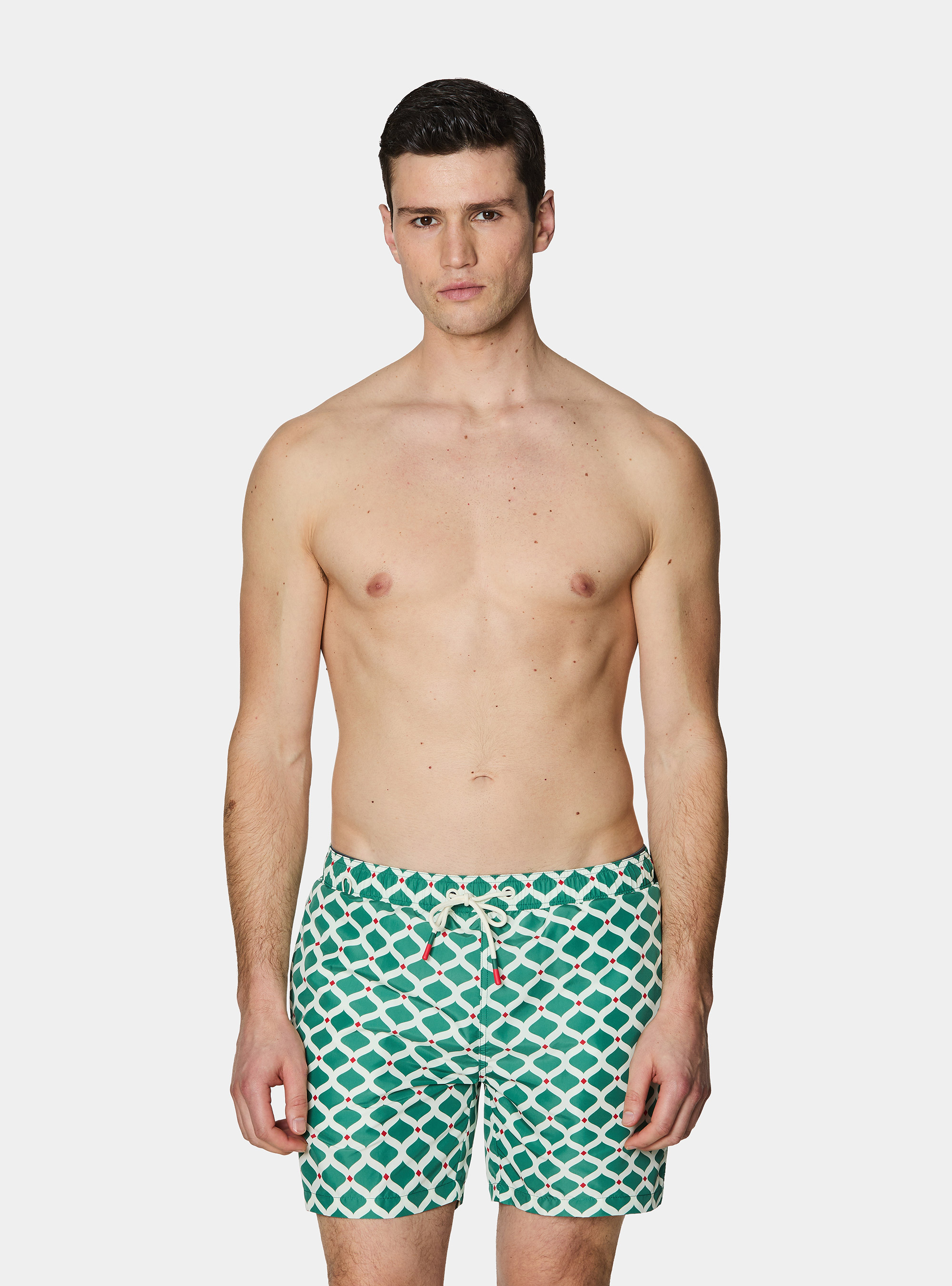 Badeanzug mit geometrischem Print, VERDE 0600C