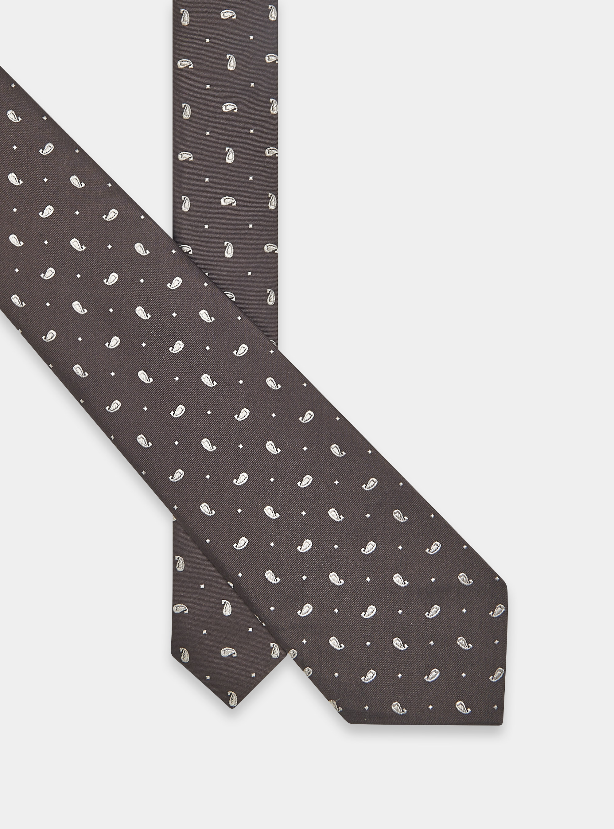 Jacquard silk tie, BROWN/ECRU B093