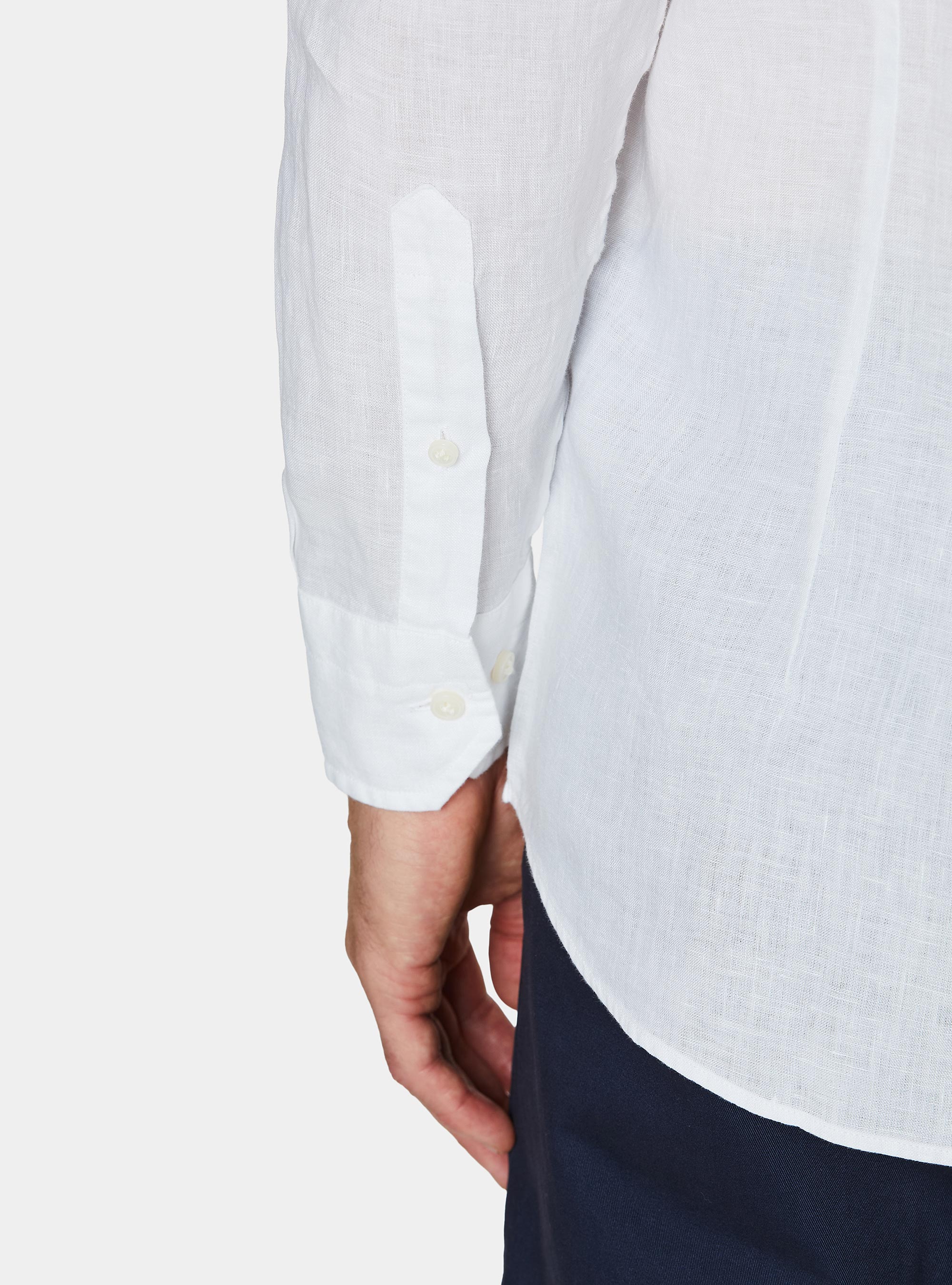 Camisa de lino puro, BLANCO