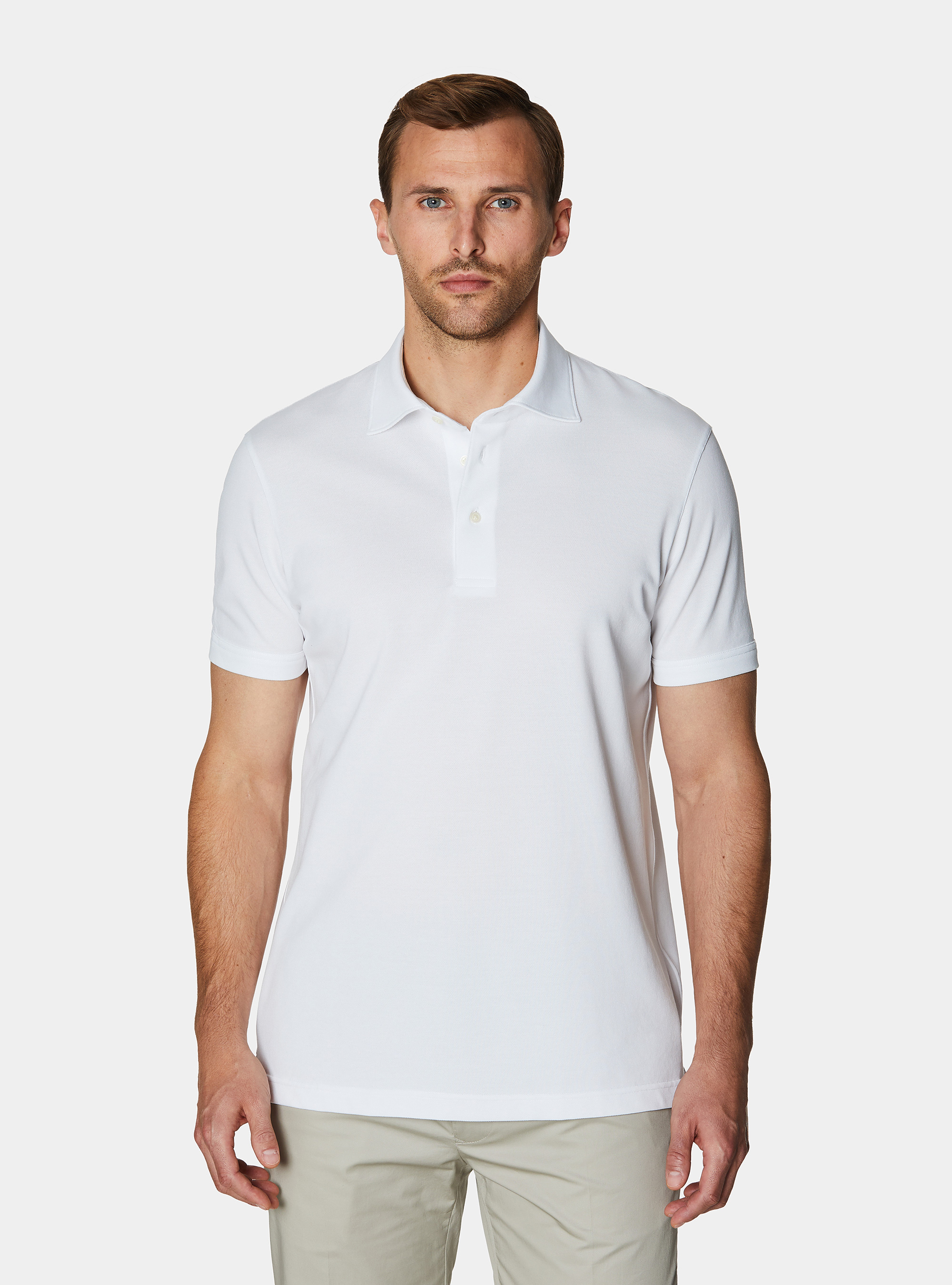 Polo en piqu&eacute; extensible GT01, BLANC