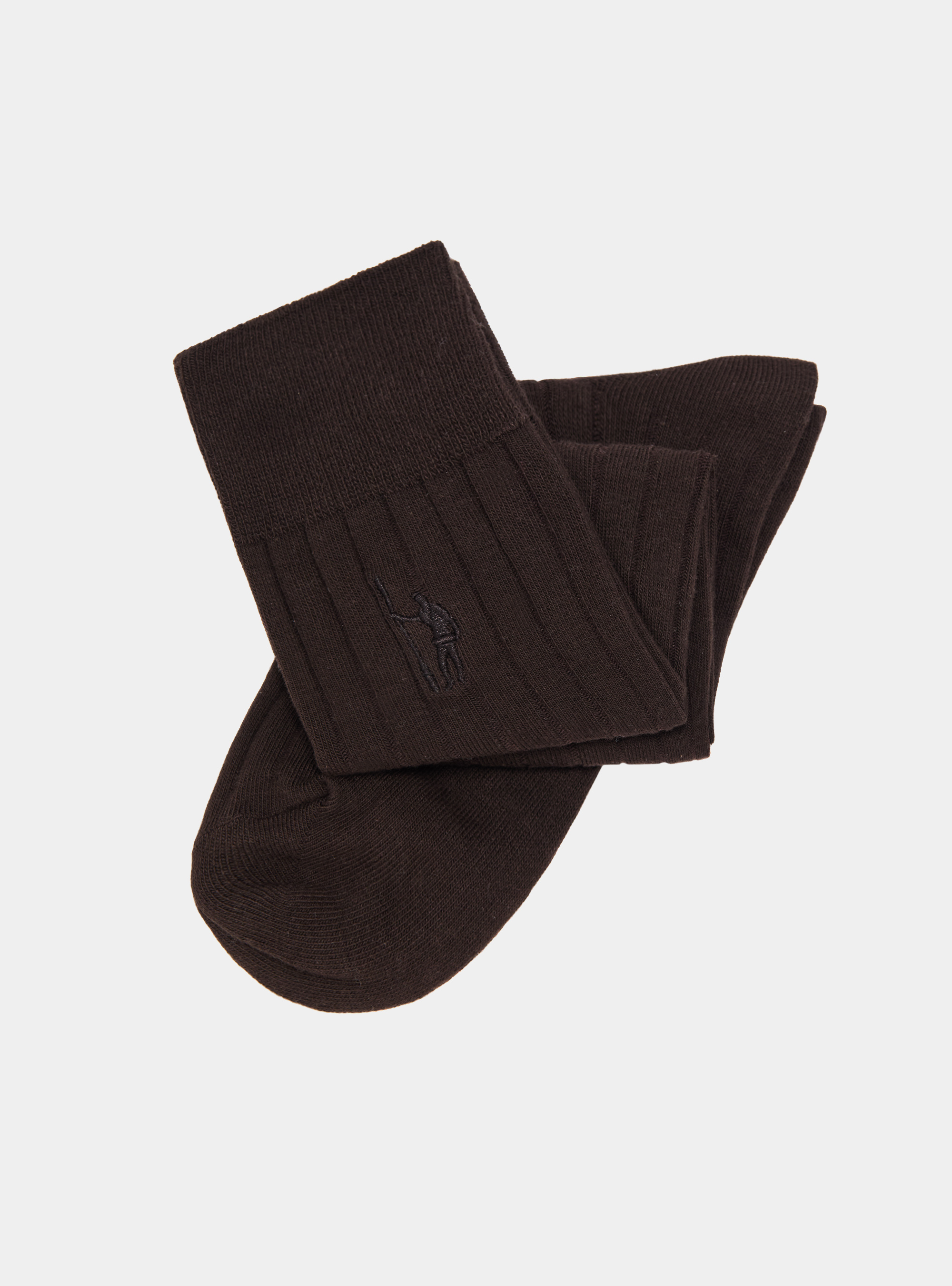 Ribbed socks with embroidery, BROWN