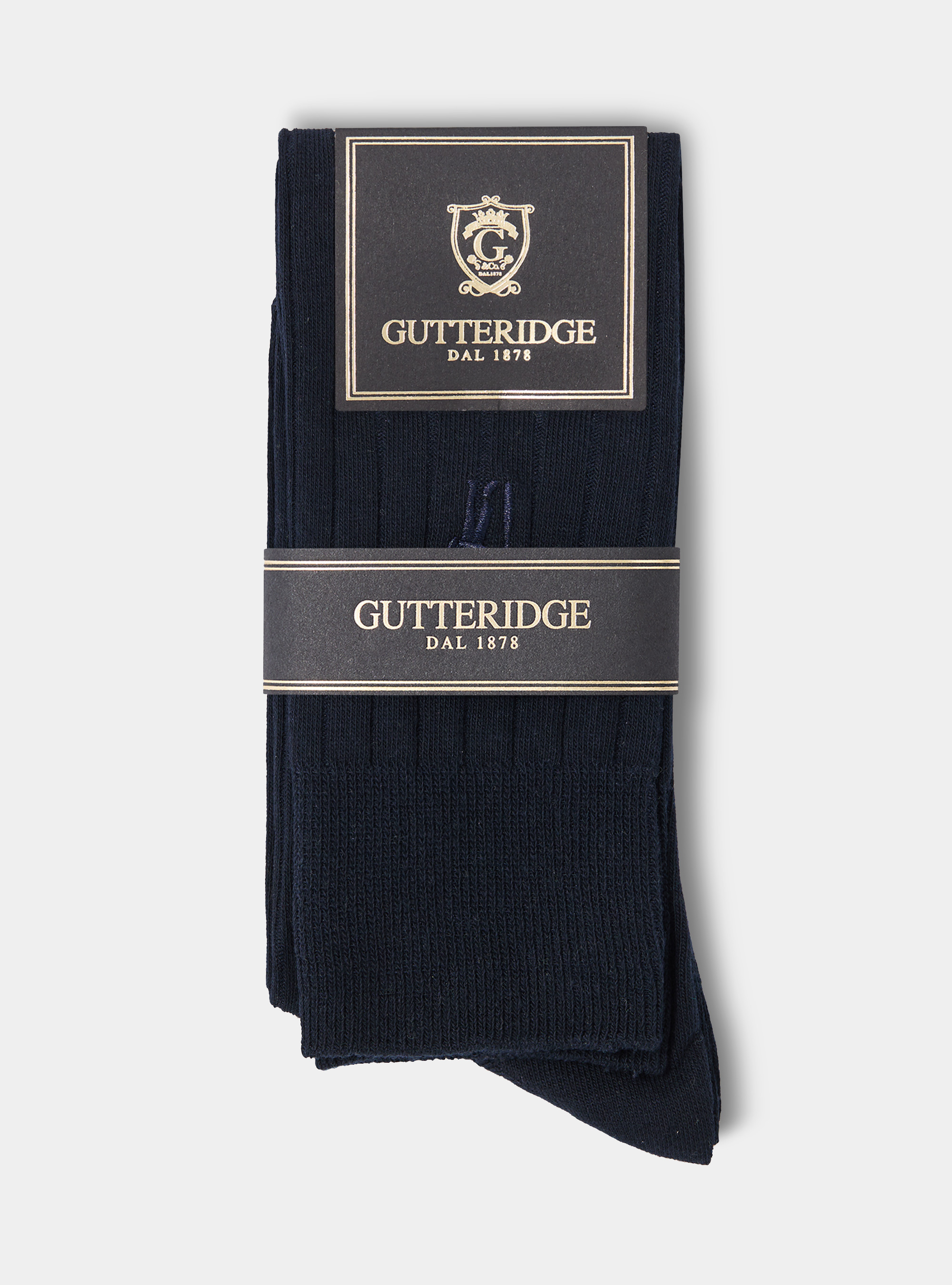 Ribbed socks with embroidery, NAVY BLUE