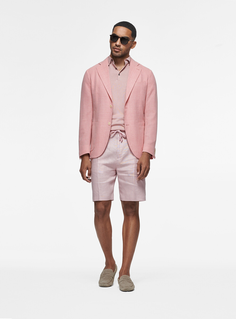 Micro-textured pure wool blazer, PINK