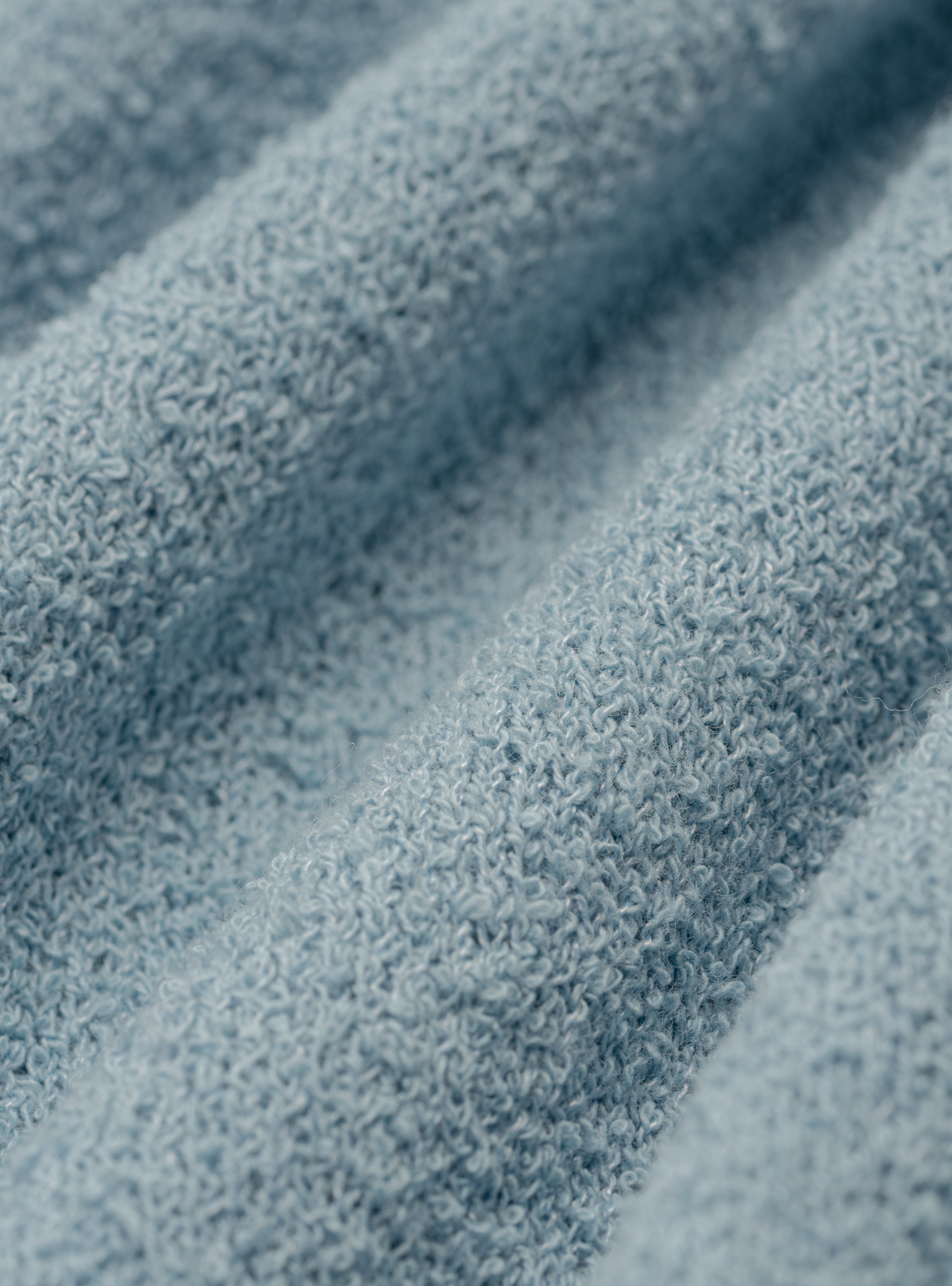 Pull &agrave; col rond en coton boucl&eacute; m&eacute;lang&eacute;, BLEU CIEL