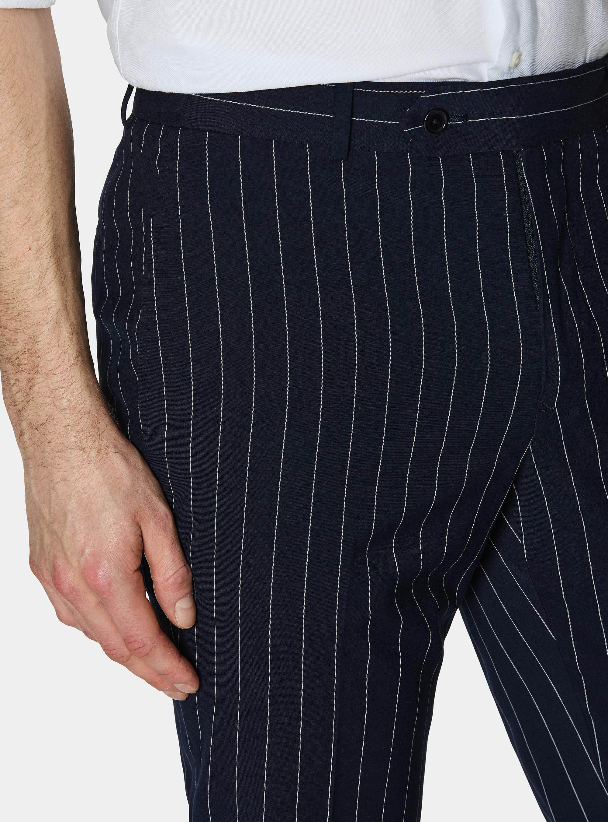 Pantalones de traje a rayas, AZUL MARINO