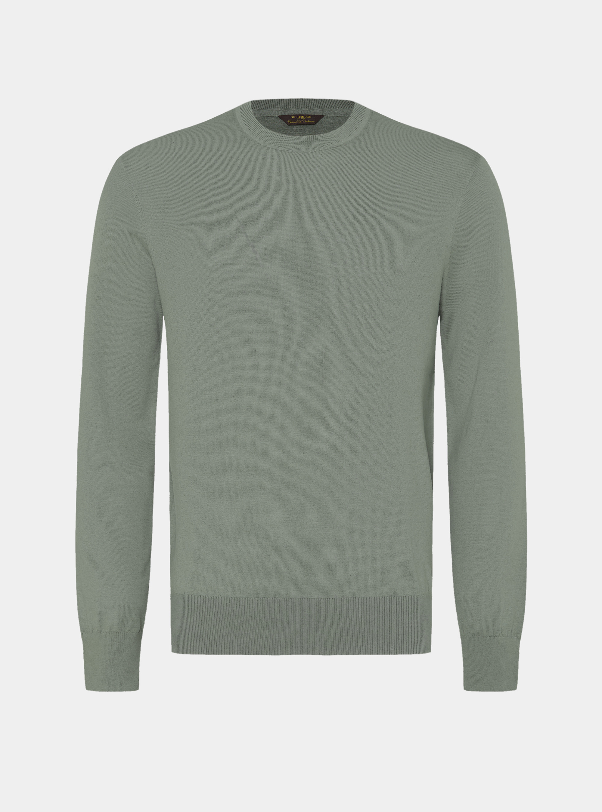Rundhals-Pullover aus Baumwolle, Seide und Kaschmir, VERDE SALVIA 0604C