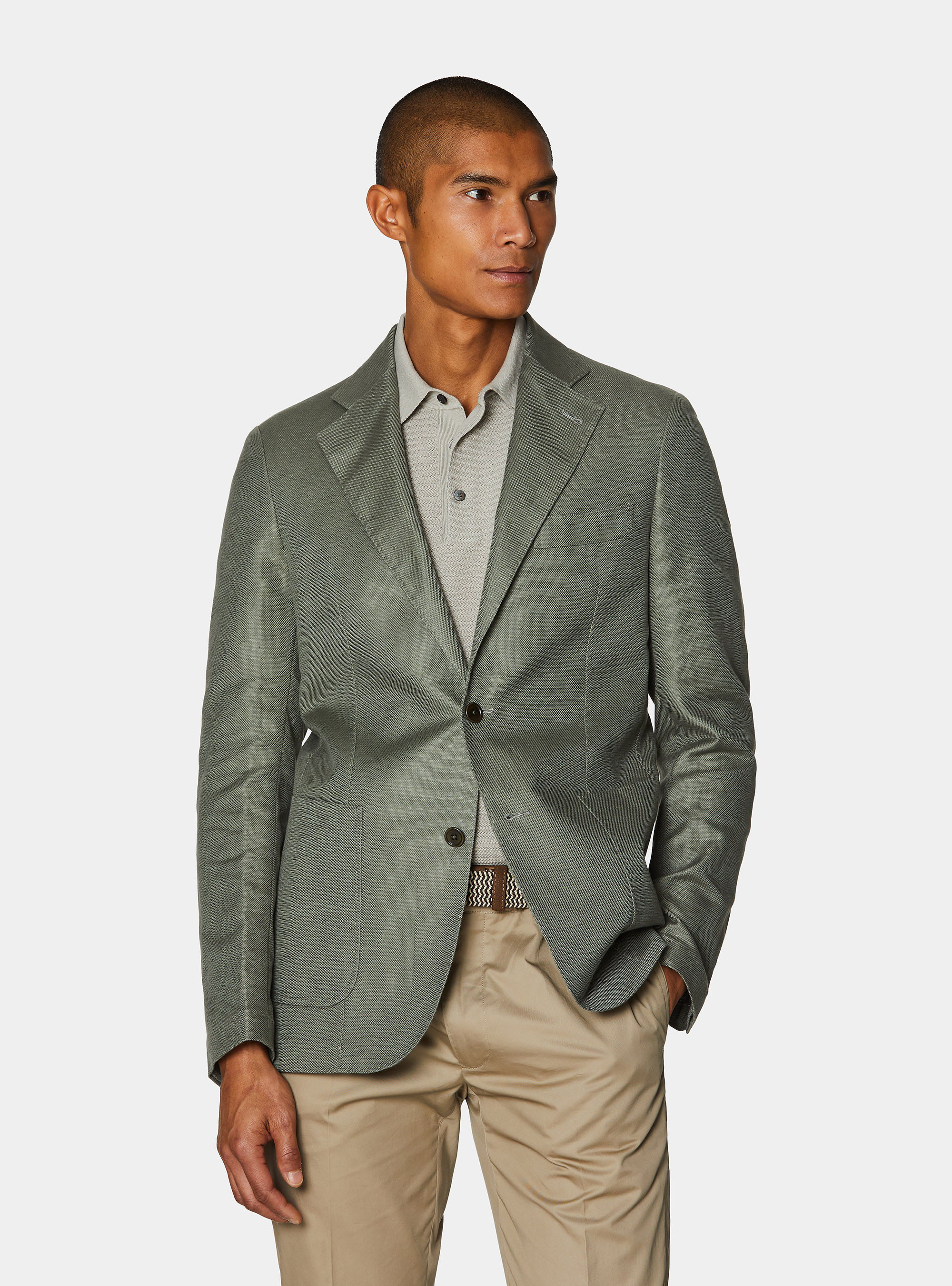 Pure wool hopsack blazer, SALVIA 0602C