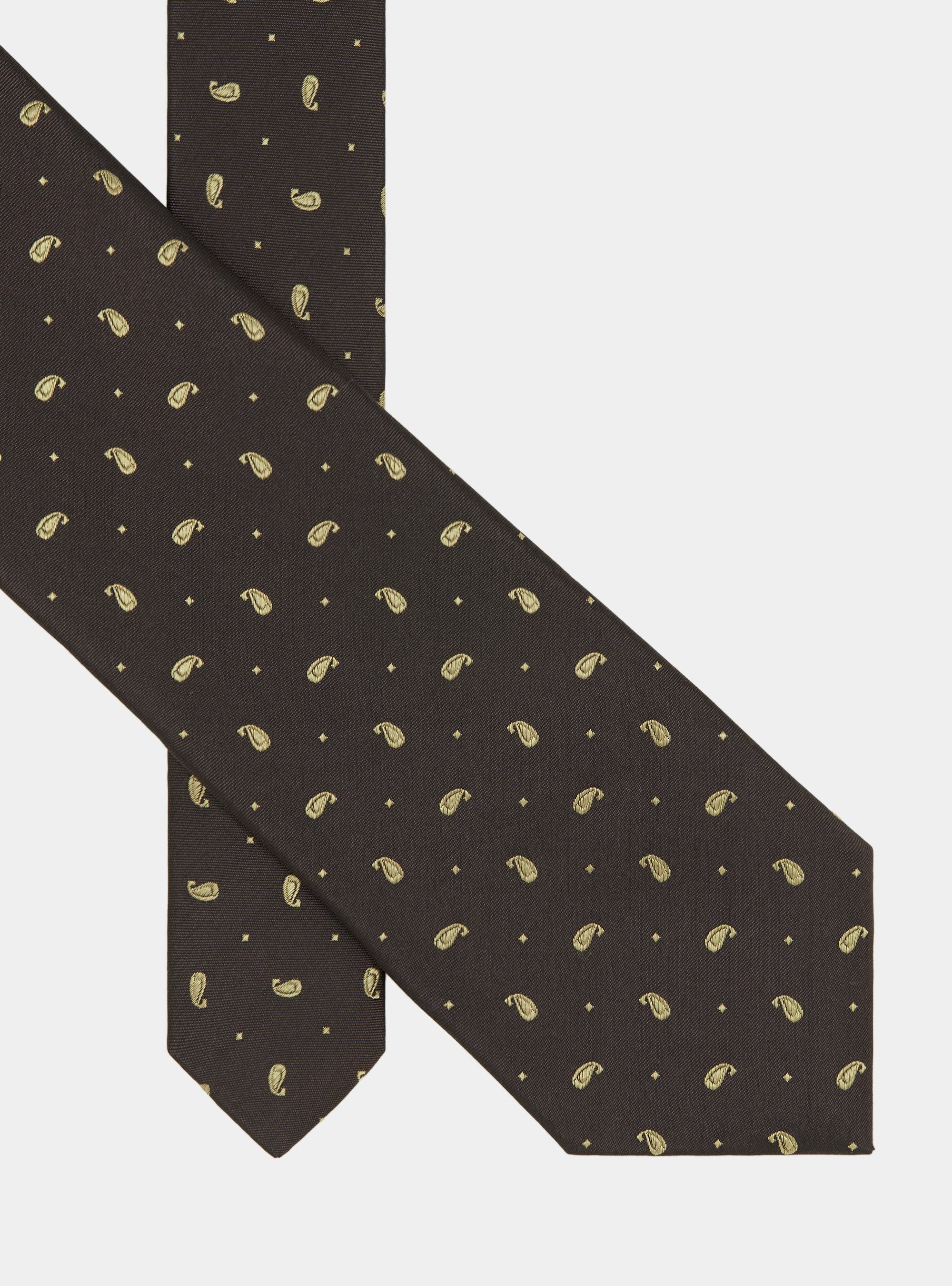 Cravatta in seta jacquard motivo paisley, MARRONE/OCRA