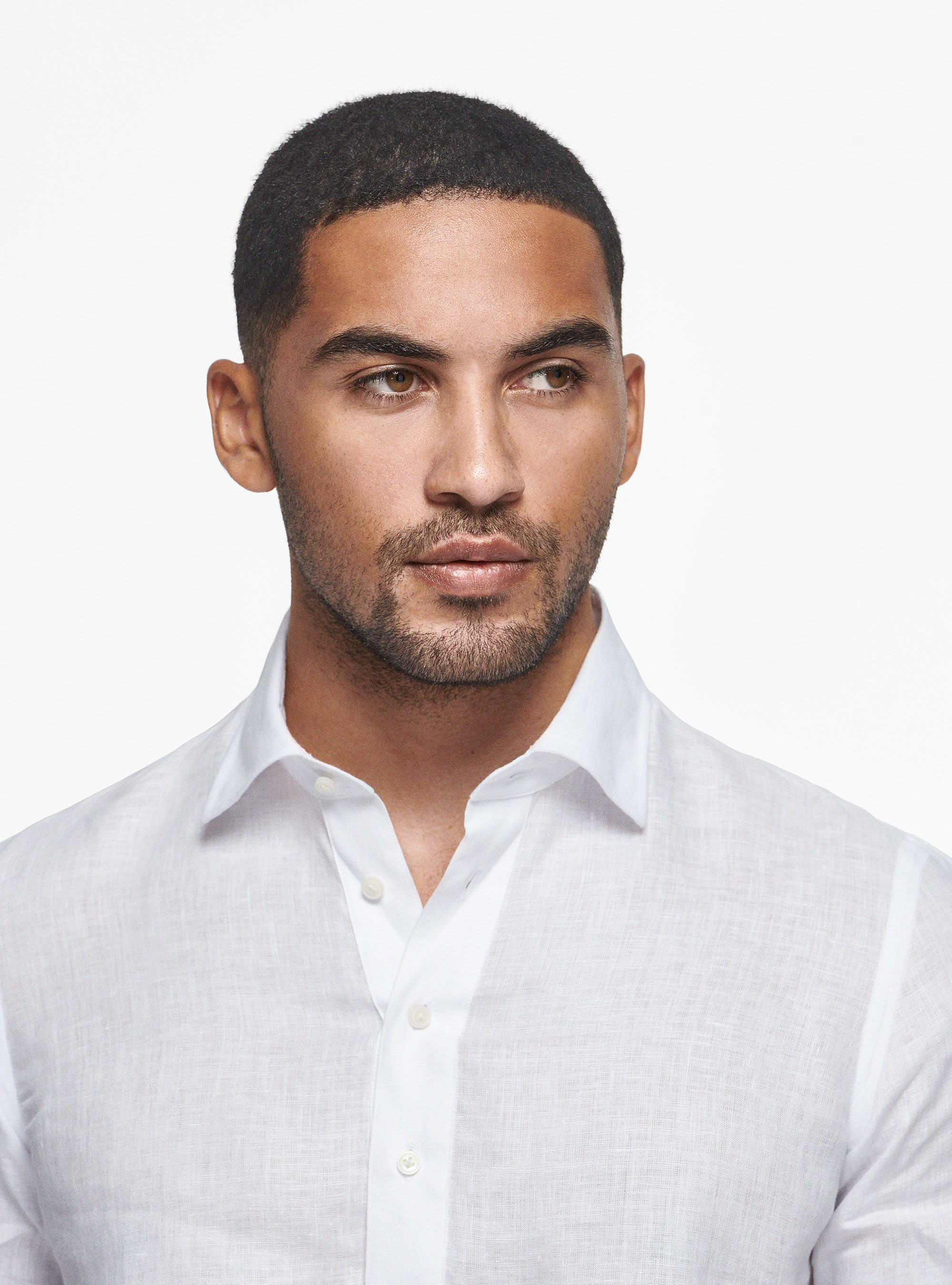 Pure linen polo shirt, WHITE