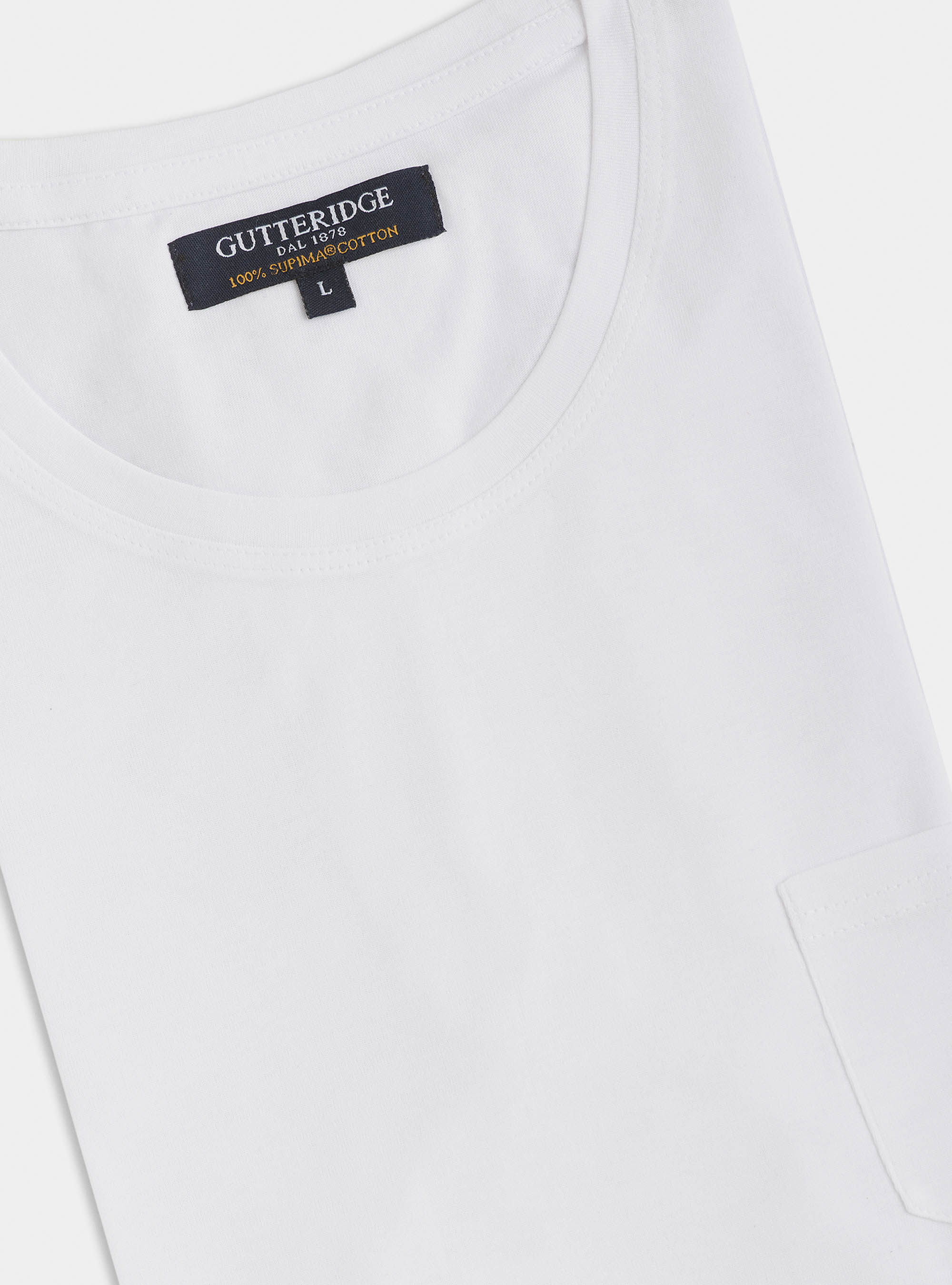 Supima cotton jersey t-shirt with pocket, WHITE