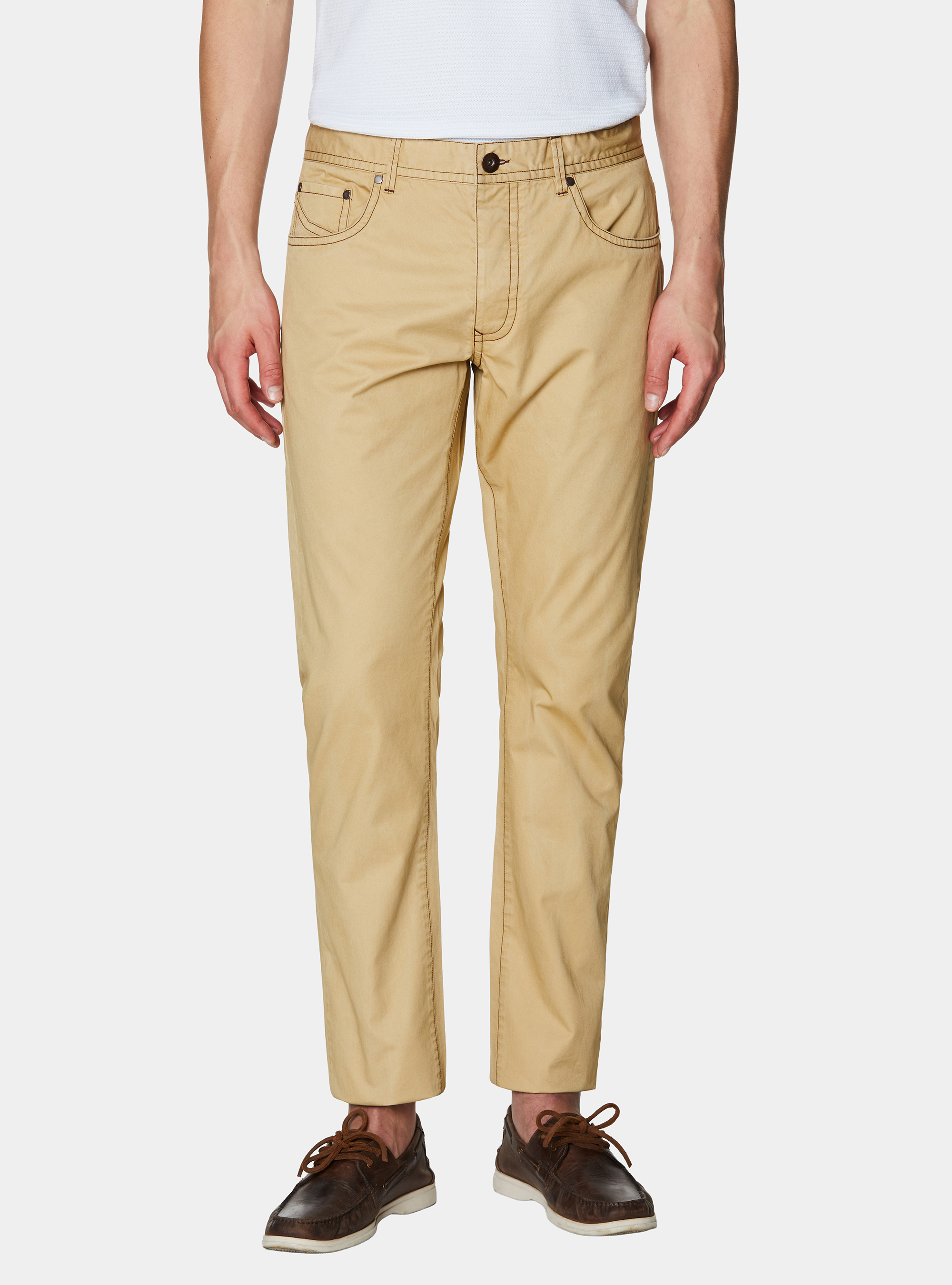 Slim fit cotton trousers, GIALLO CHIARO 0784C