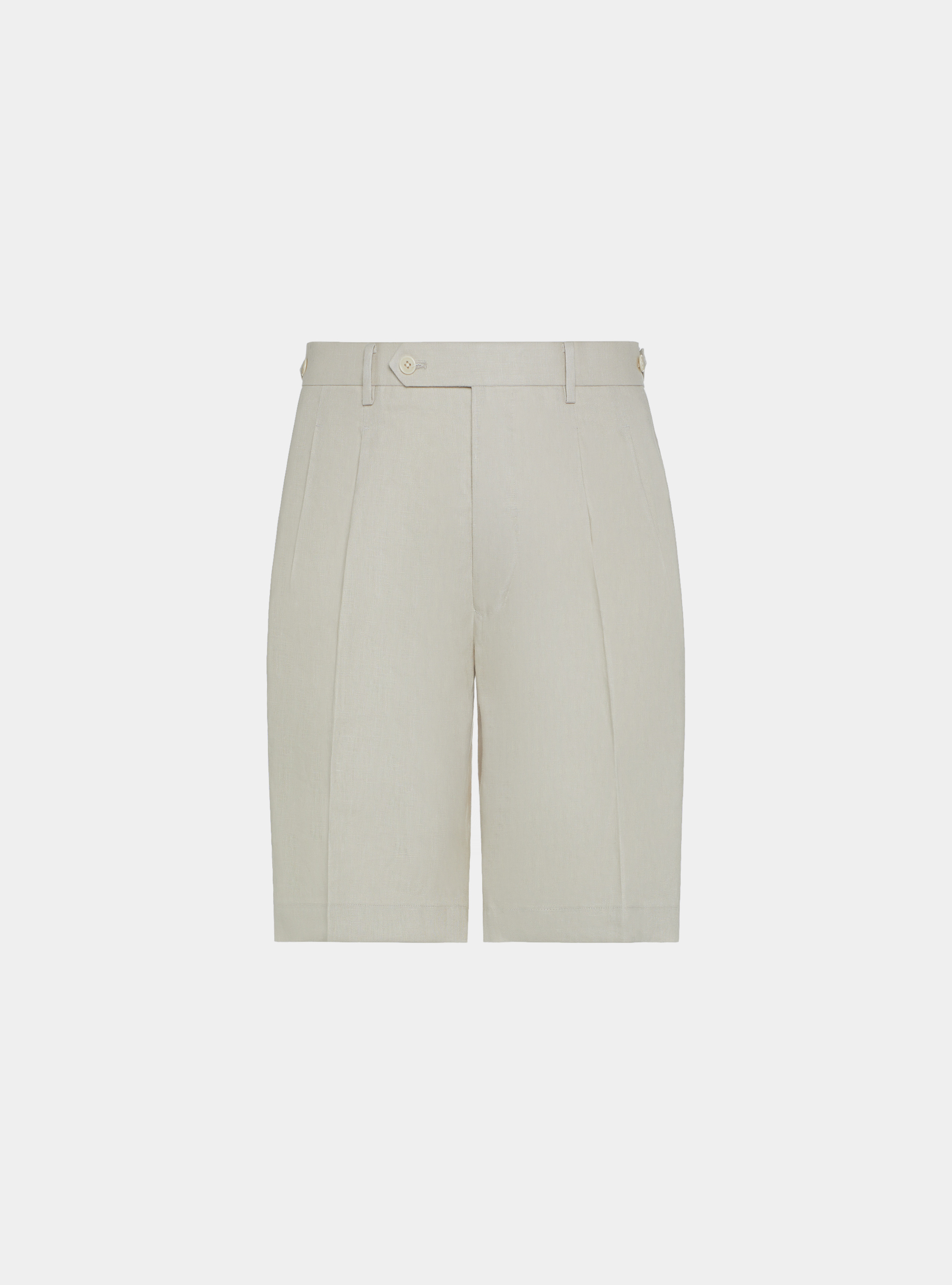 Bermuda in lino con pinces, ECRU