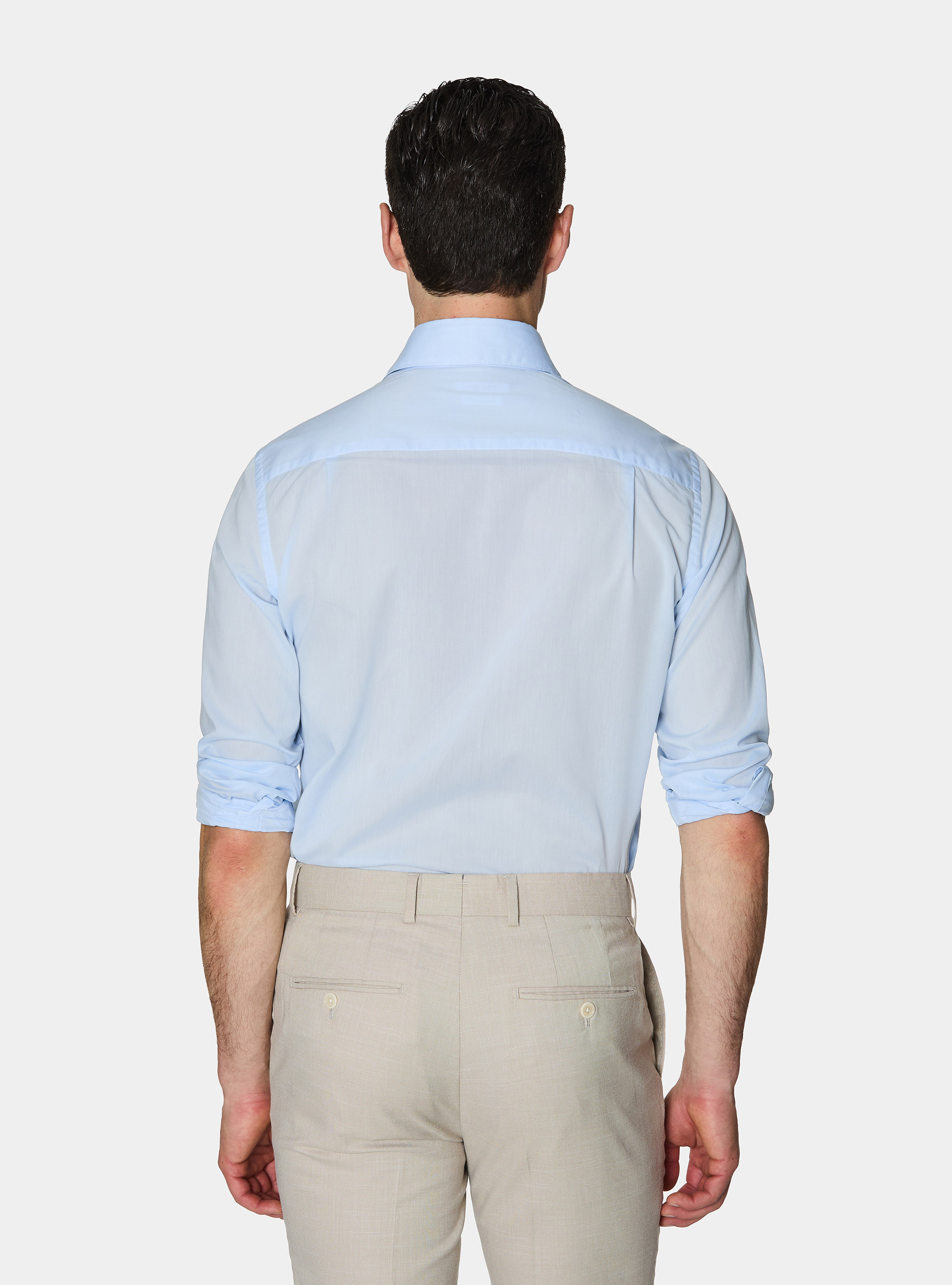 Camisa de algod&oacute;n con tapeta, CELESTE