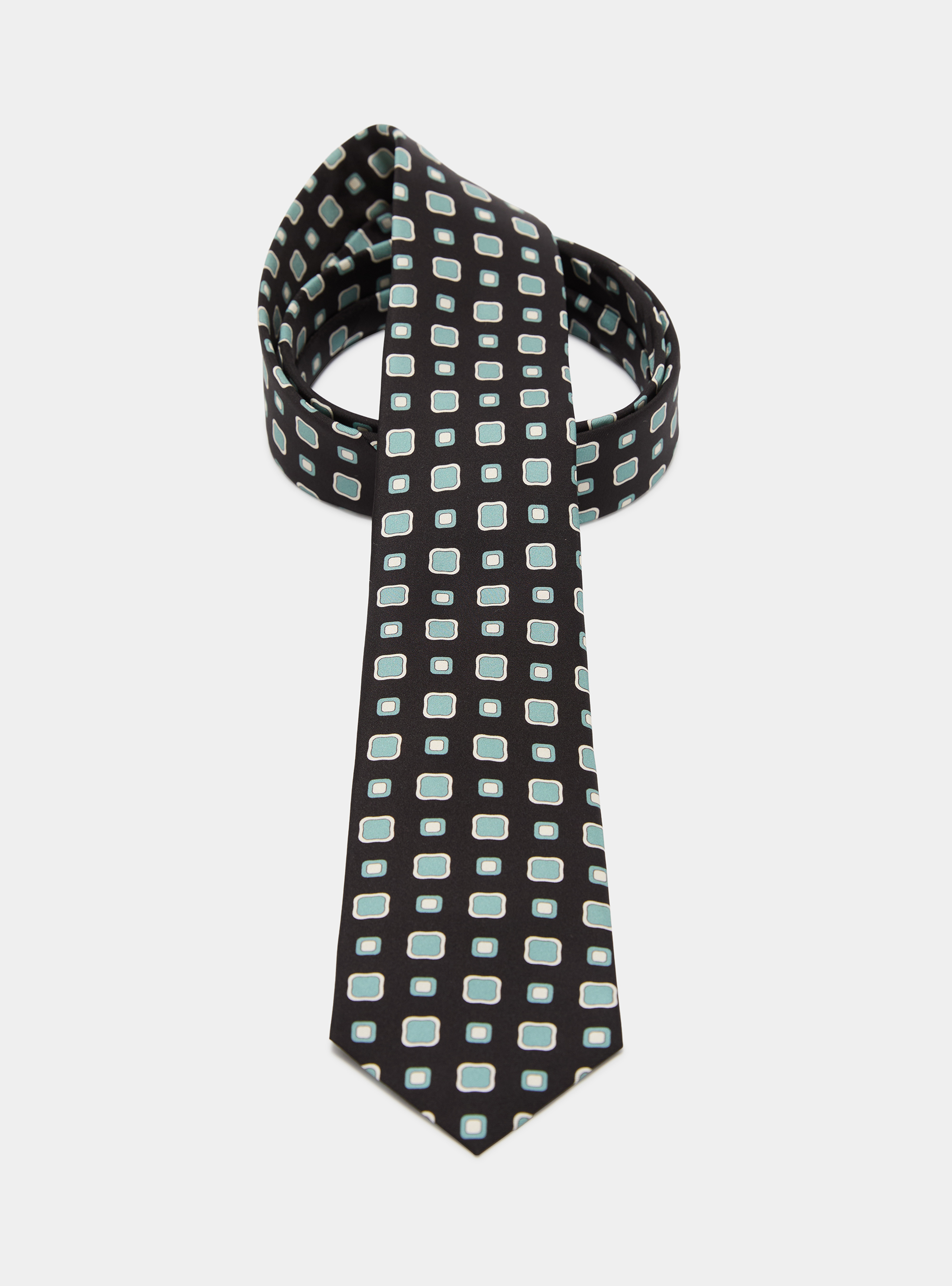 Patterned silk twill tie, NAVY BLUE